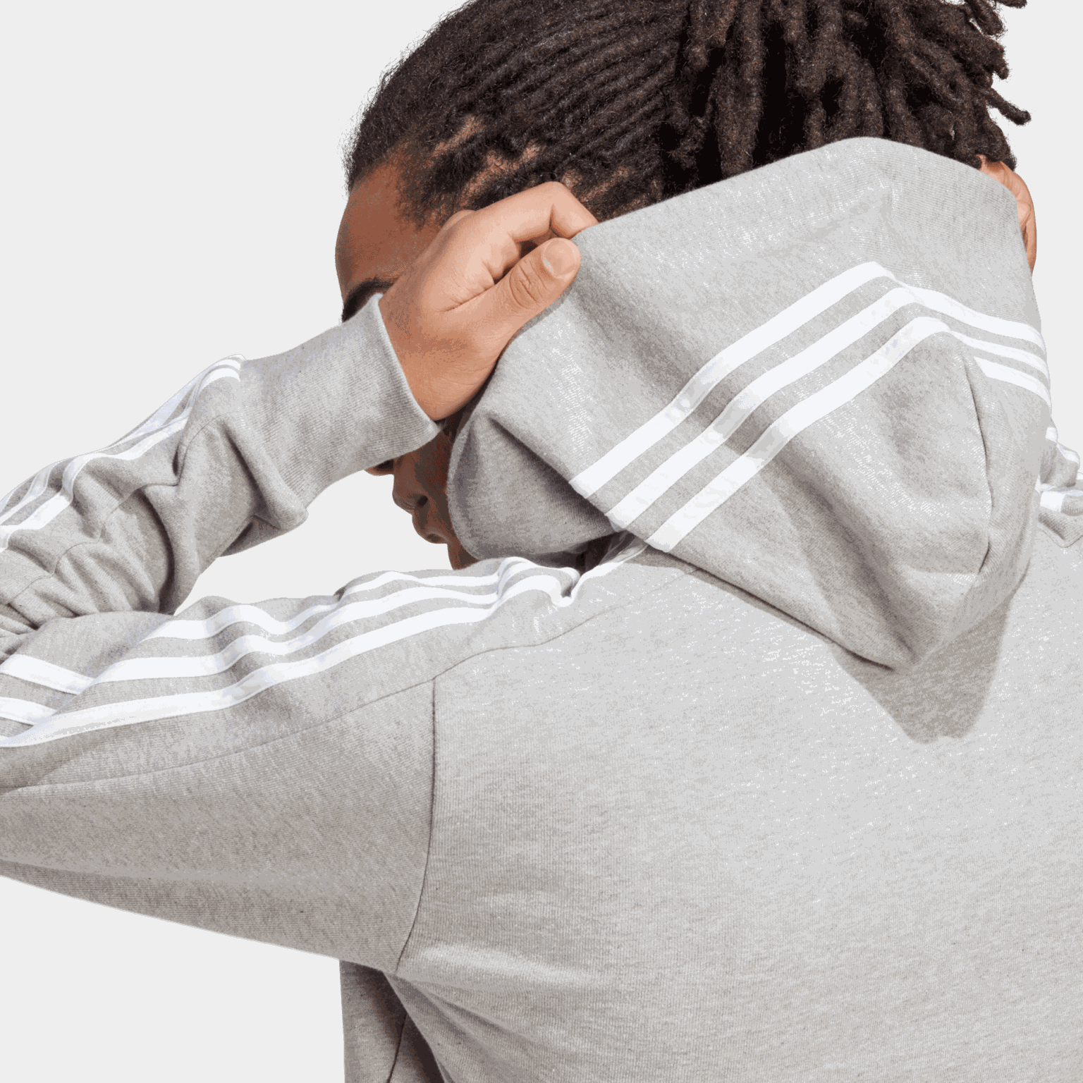 French Terry 3-Stripes Full-Zip Hoodie, huvjacka, herr - full image 4