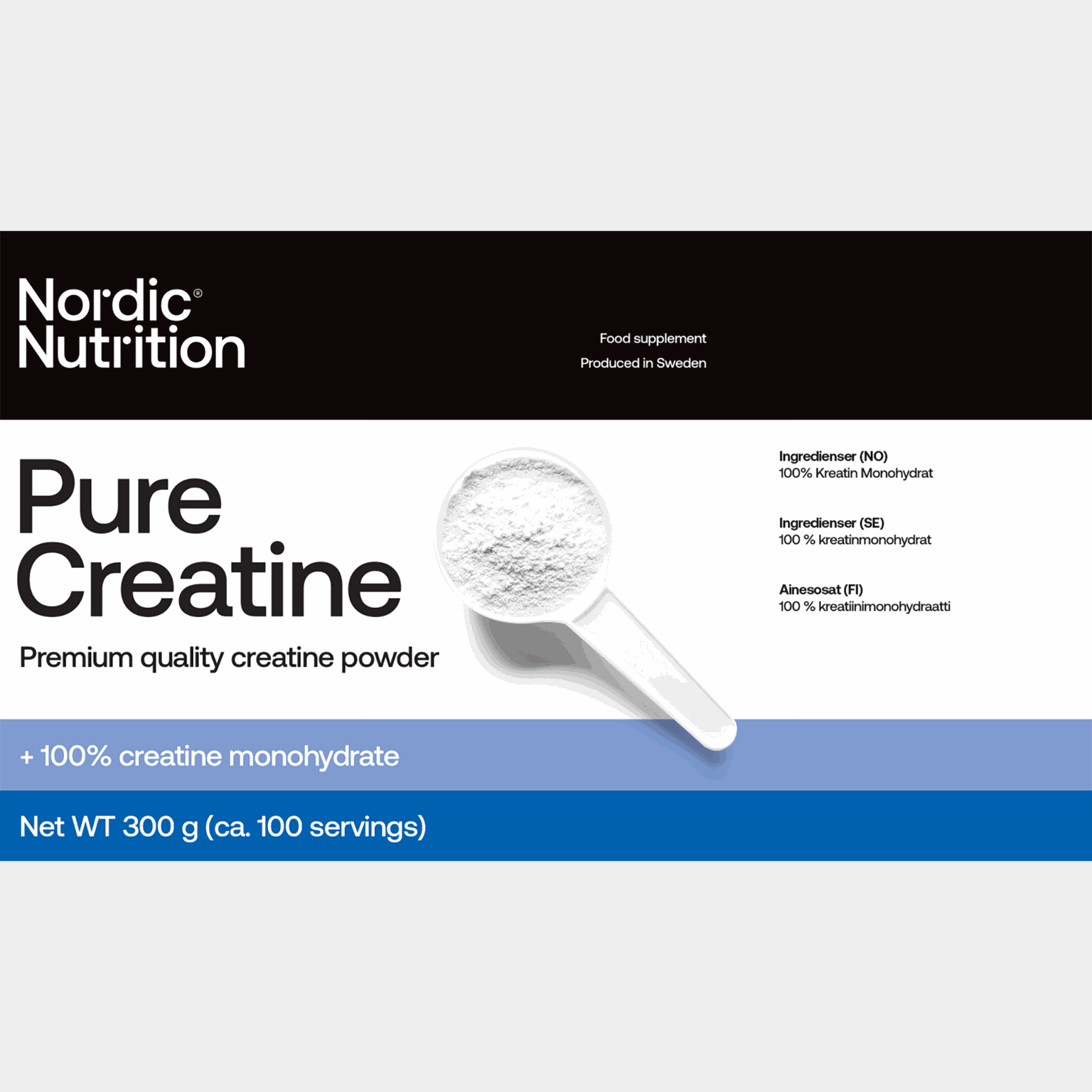 Pure Creatine 300 g, kosttillskott - Prestationshöjare