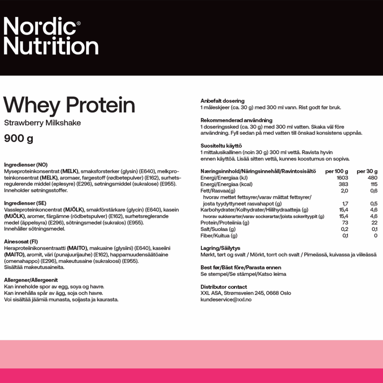 Whey Protein - Strawberry 900 g, proteinpulver - full image 4