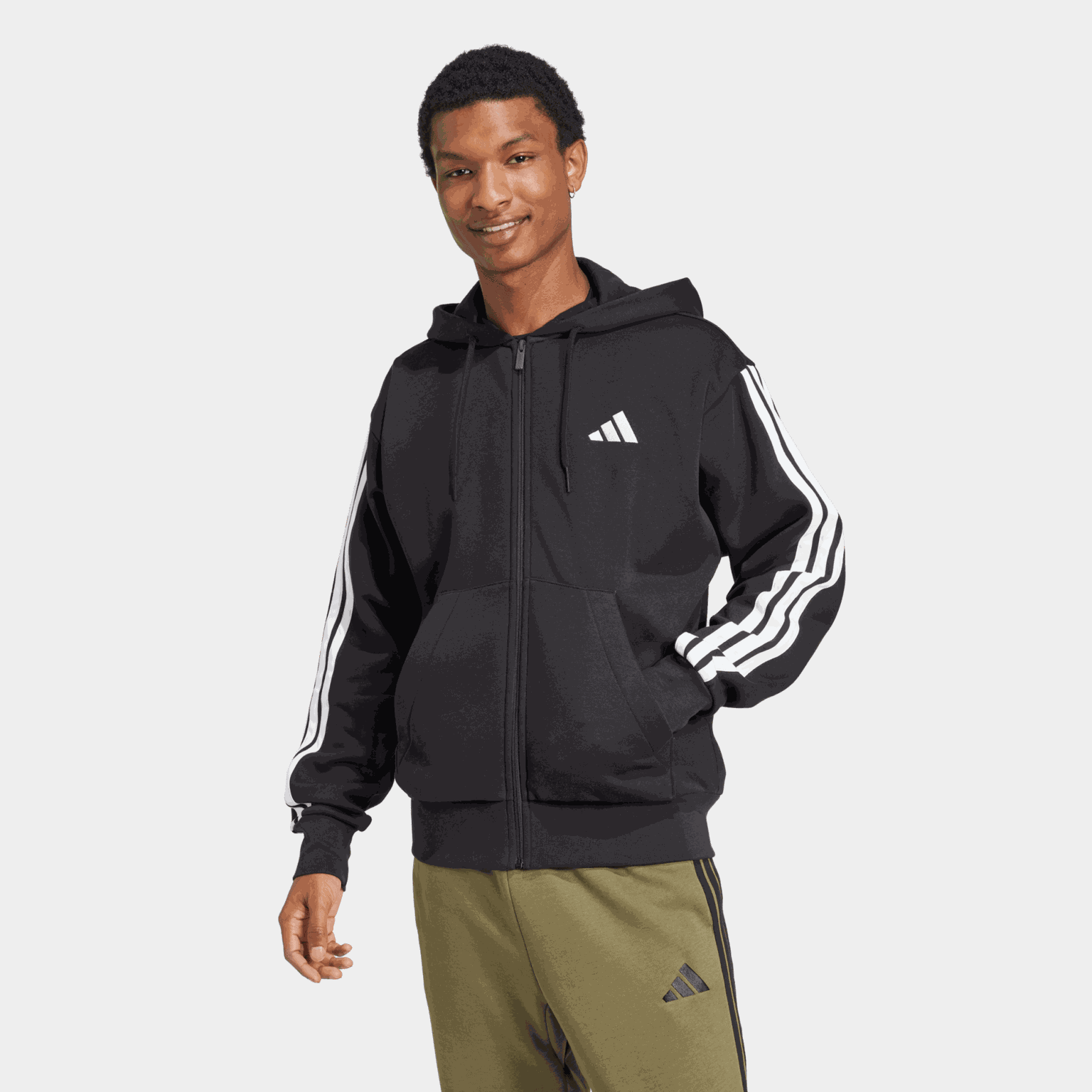 Essential Fleece 3-Stripes Full Zip, hoodie, herr - full image 1