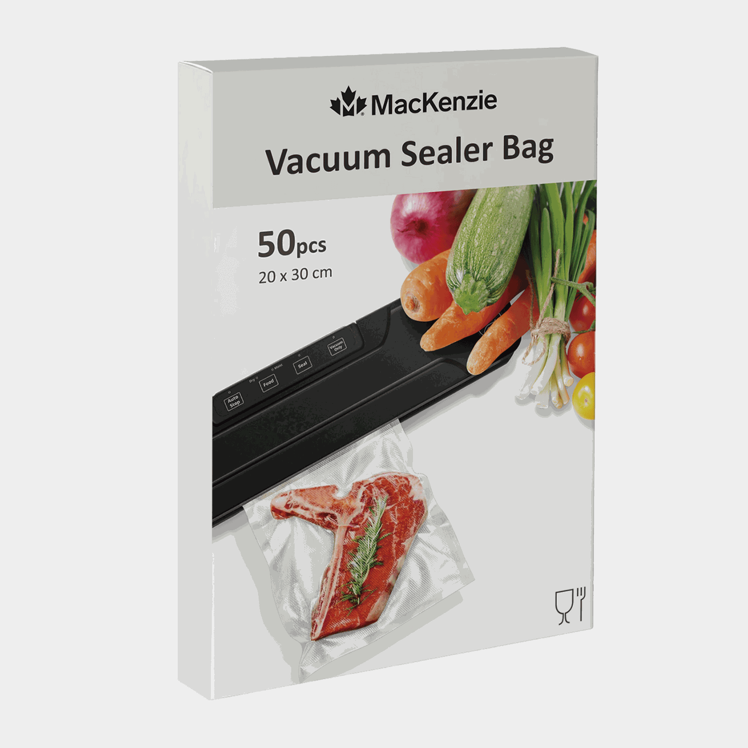 Vacuum Sealer Bag 50pcs, 130my, 20x30cm, vakuumpåsar - full image 1