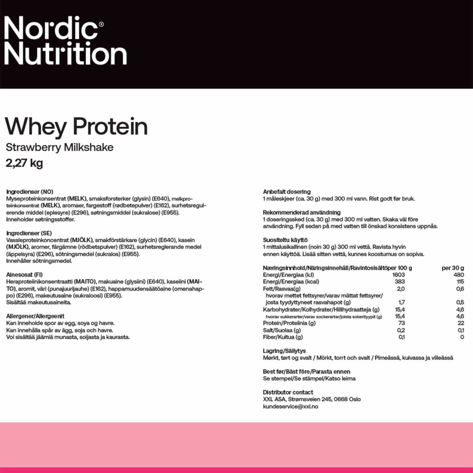 Whey Protein - Strawberry 2270 g, proteinpulver - full image 2