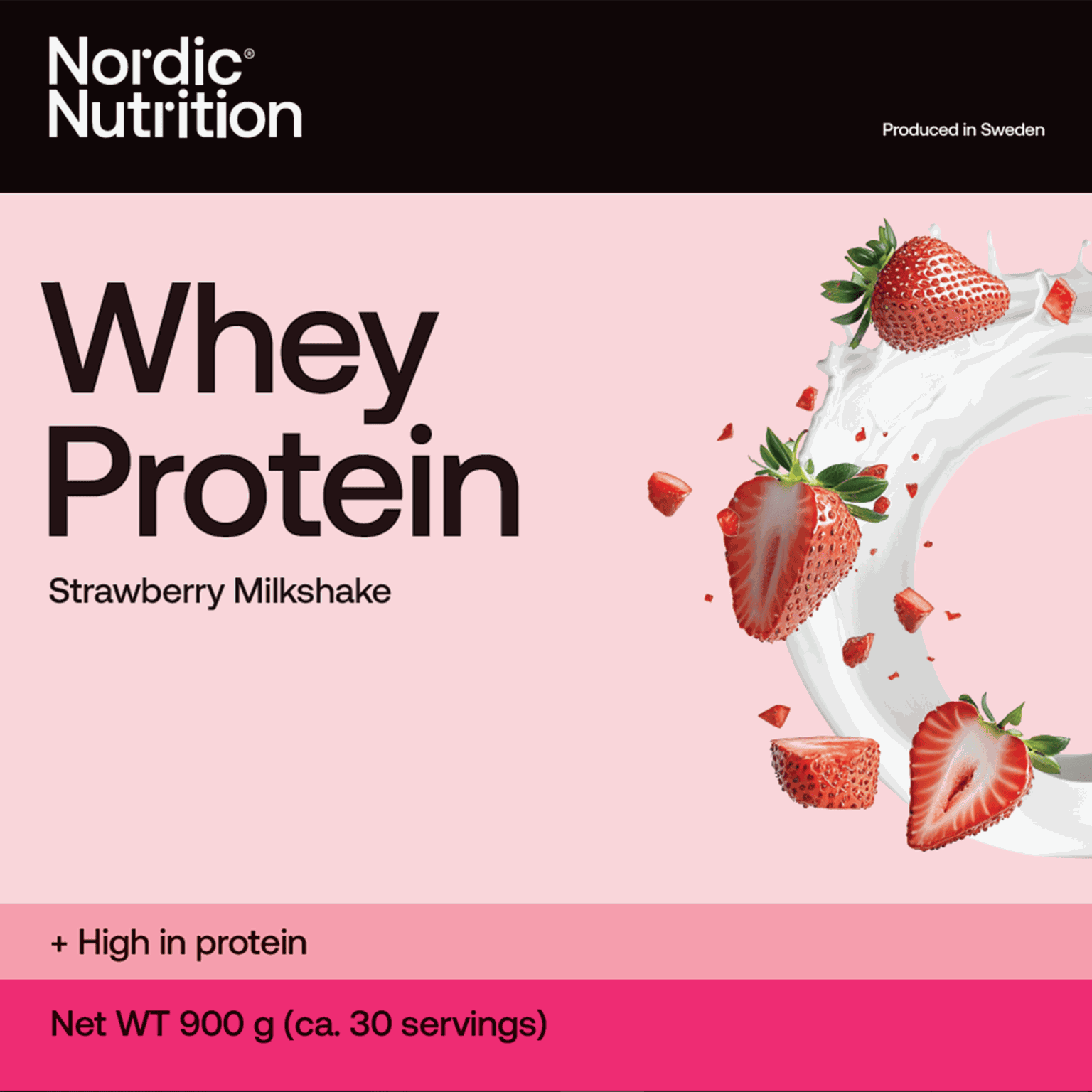 Whey Protein - Strawberry 900 g, proteinpulver - full image 1