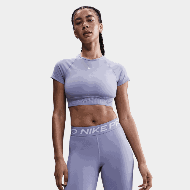 Pro Dri-FIT Short Sleeve Crop Top Graphics, träningstopp, dam - Tränings-T-Shirt
