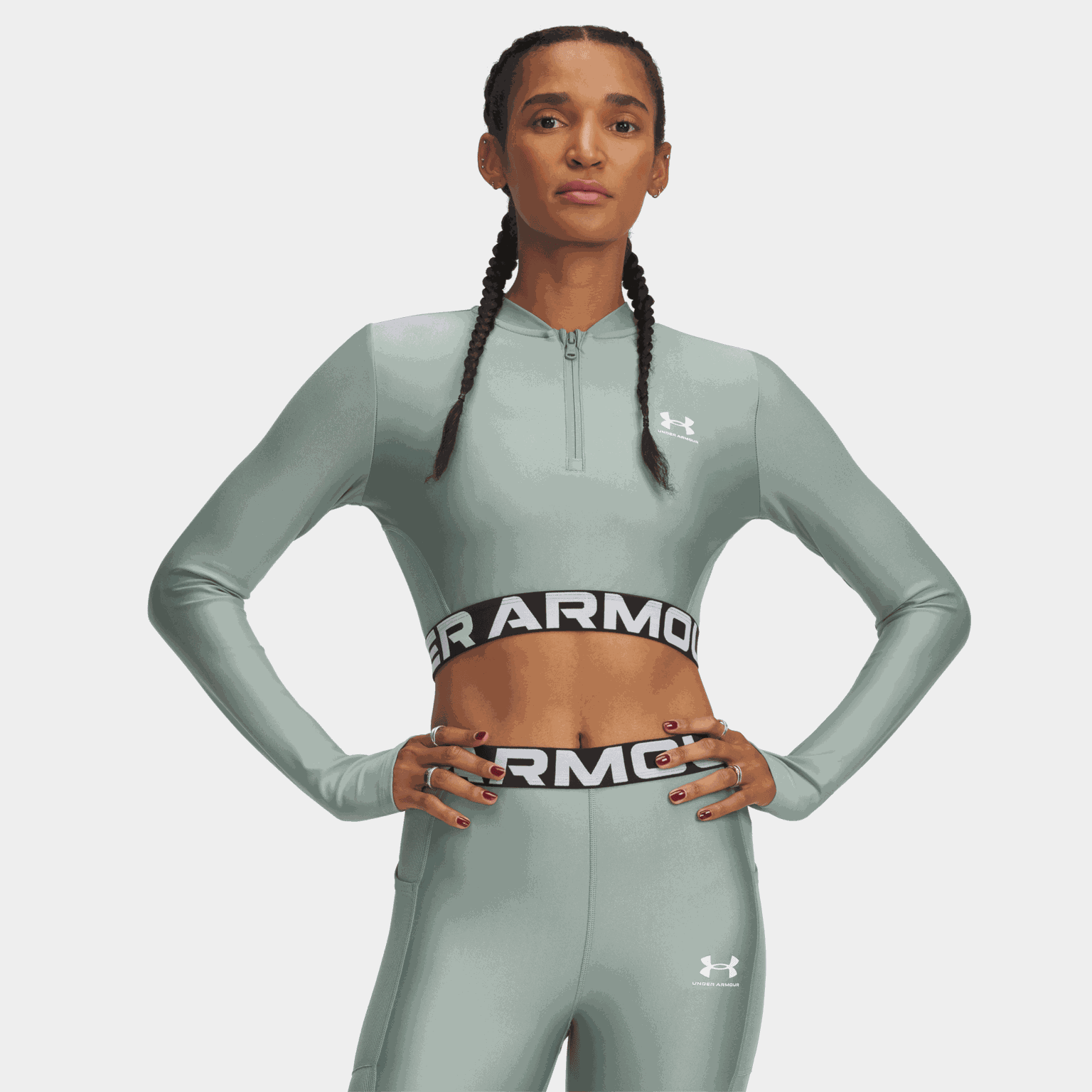 HeatGear® Rib 1/4 Zip Long Sleeve, träningstopp, dam - full image 2