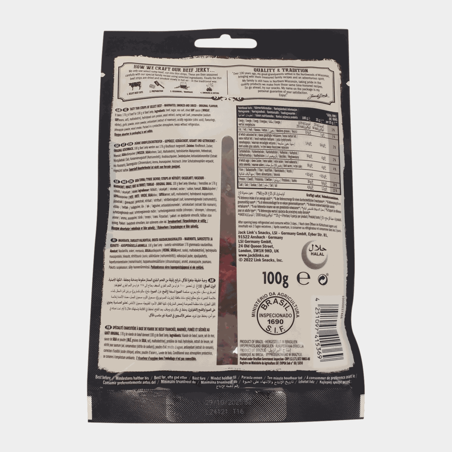 Beef Jerky 100 G Original, torkat kött - full image 2