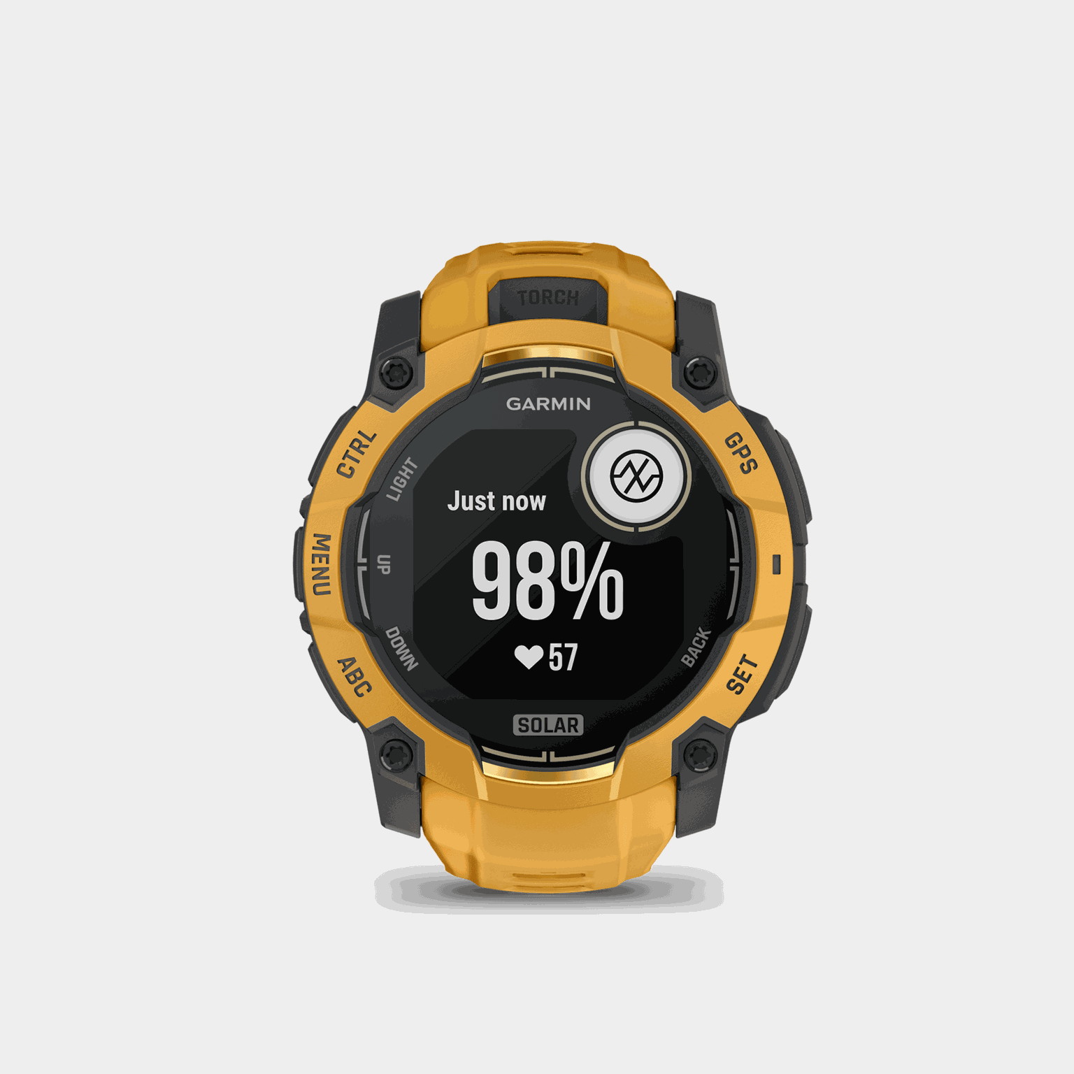 Instinct 3, 50mm, Solar, Sunburst with Gray Accents, multisportklocka, smartklocka - full image 2