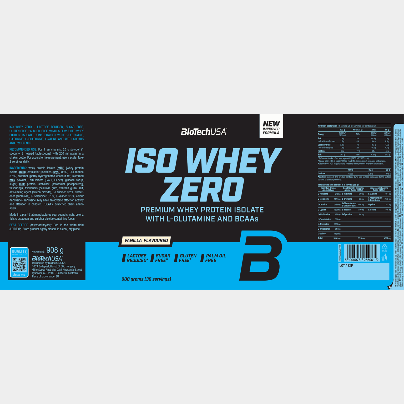 Iso Whey Zero 908g Vanilla, proteinpulver - full image 2
