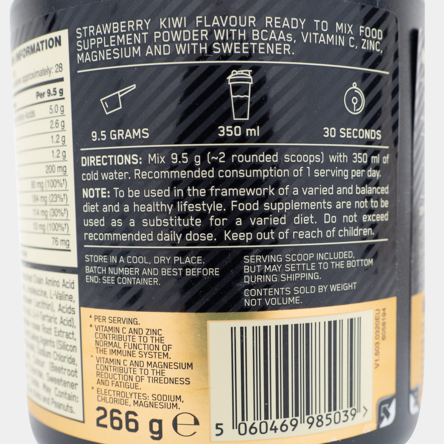Gold Standard BCAA 266 g, kosttillskott - full image 3