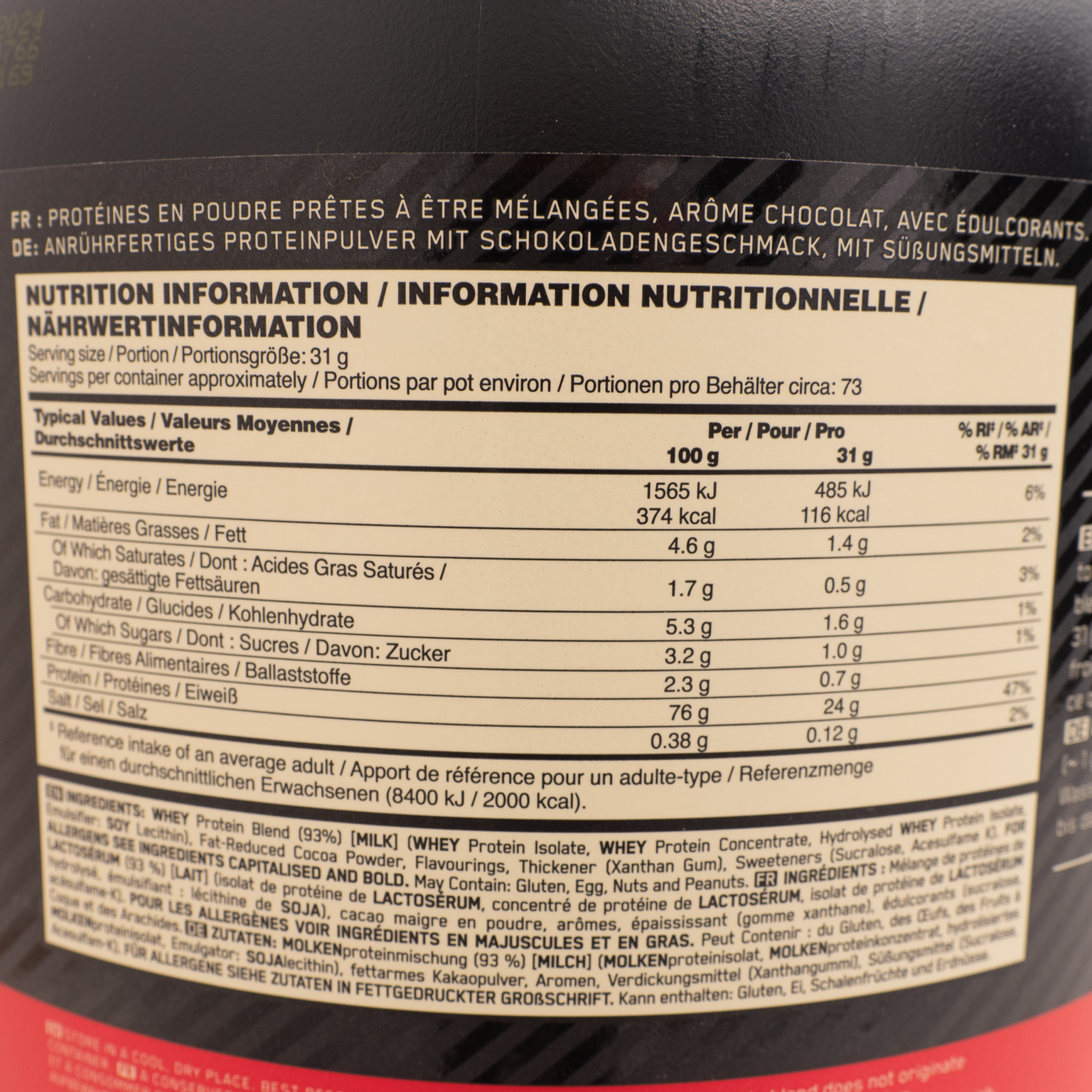 100 % Vassle Gold Standard 2270 g, proteinpulver - full image 4