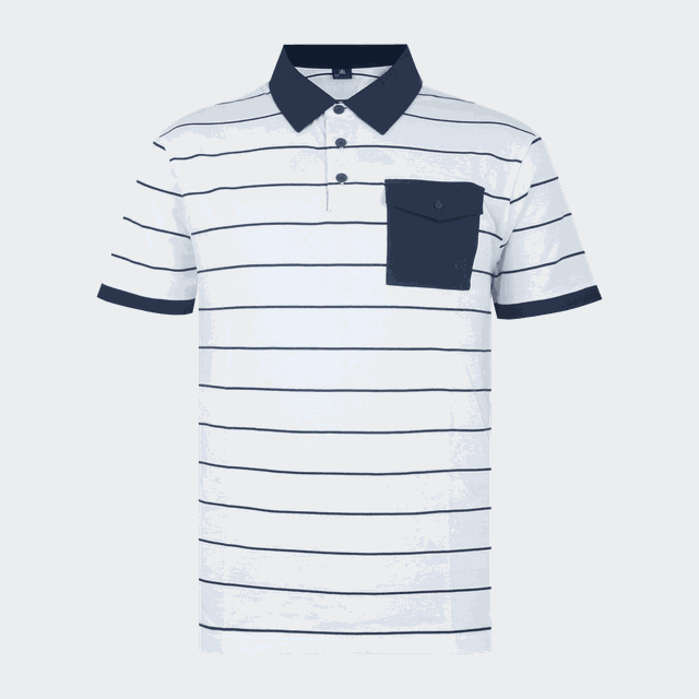 Stripe Polo, piké, herr - Fritids-T-Shirt