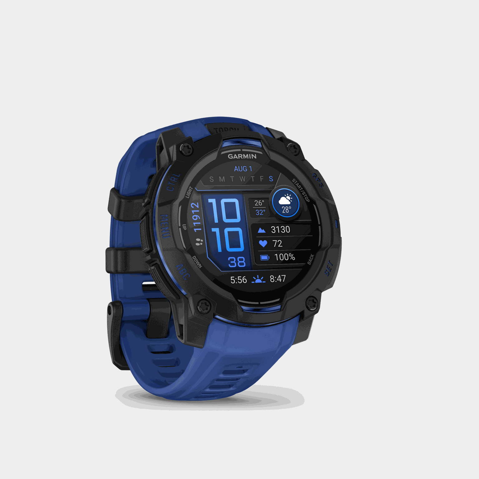 Instinct 3 LTD, 45mm, AMOLED, Black w/ Blue Strap, multisportklocka, smartklocka - full image 3