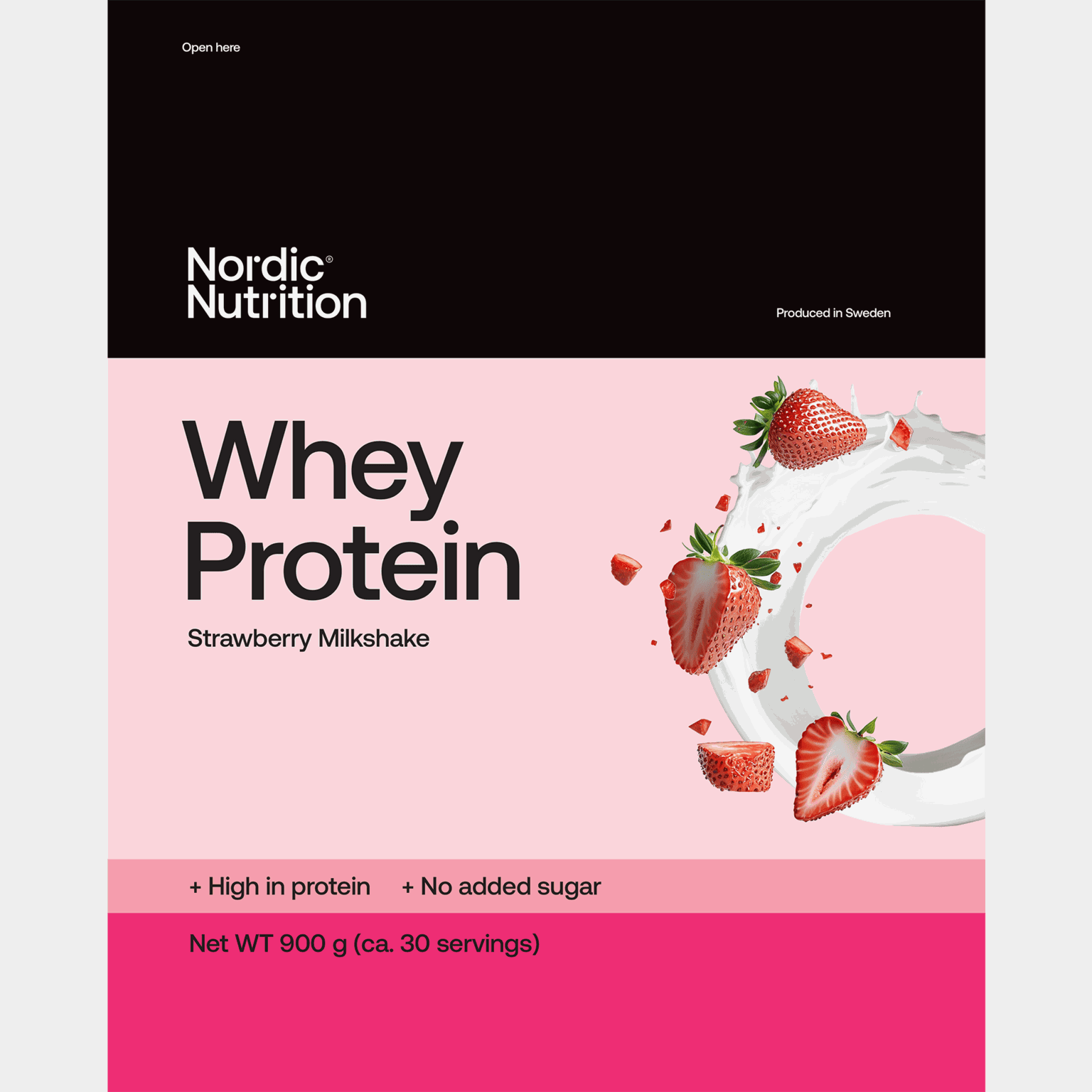 Whey Protein - Strawberry 900 g, proteinpulver - full image 2