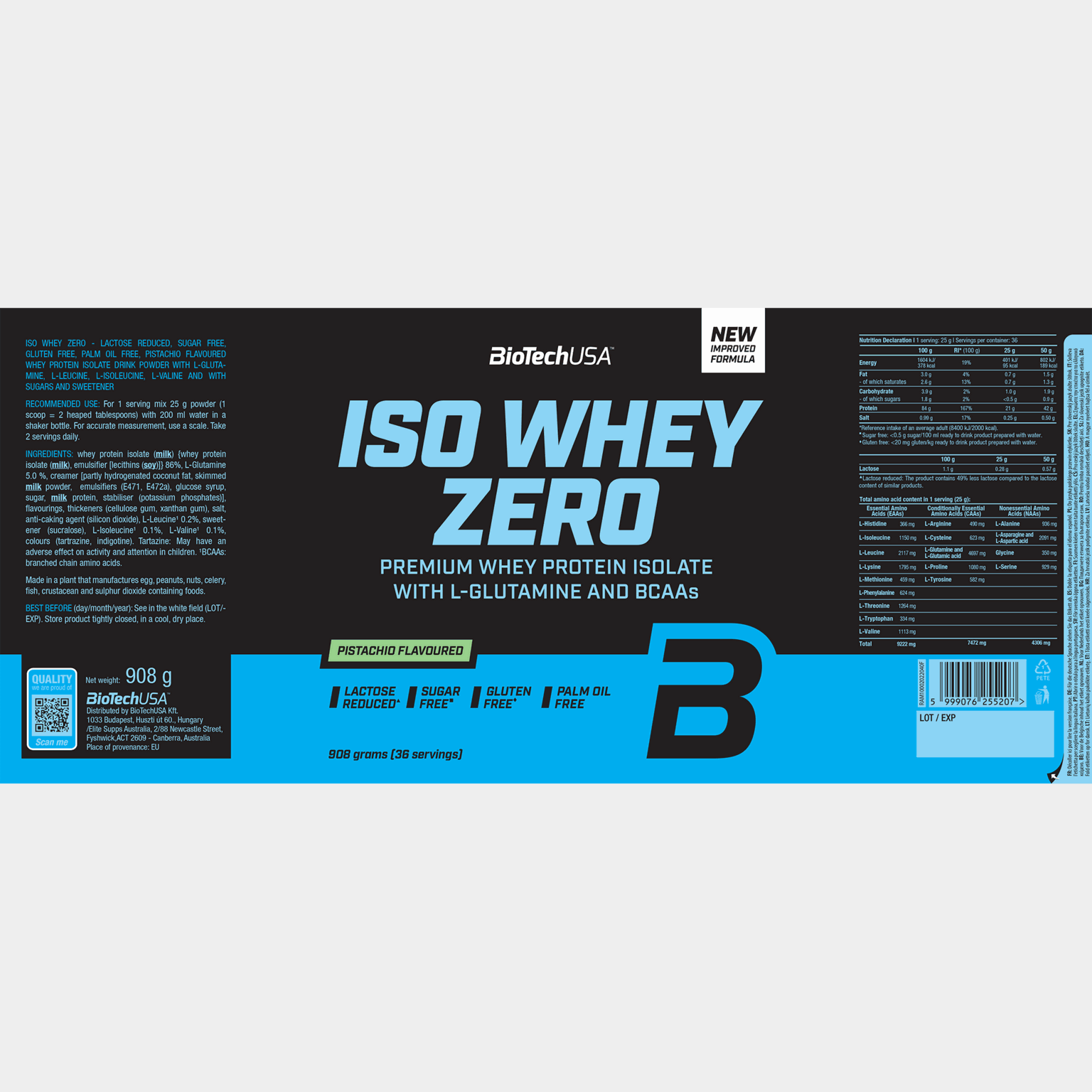 Iso Whey Zero 908g Pistachio, proteinpulver - full image 2