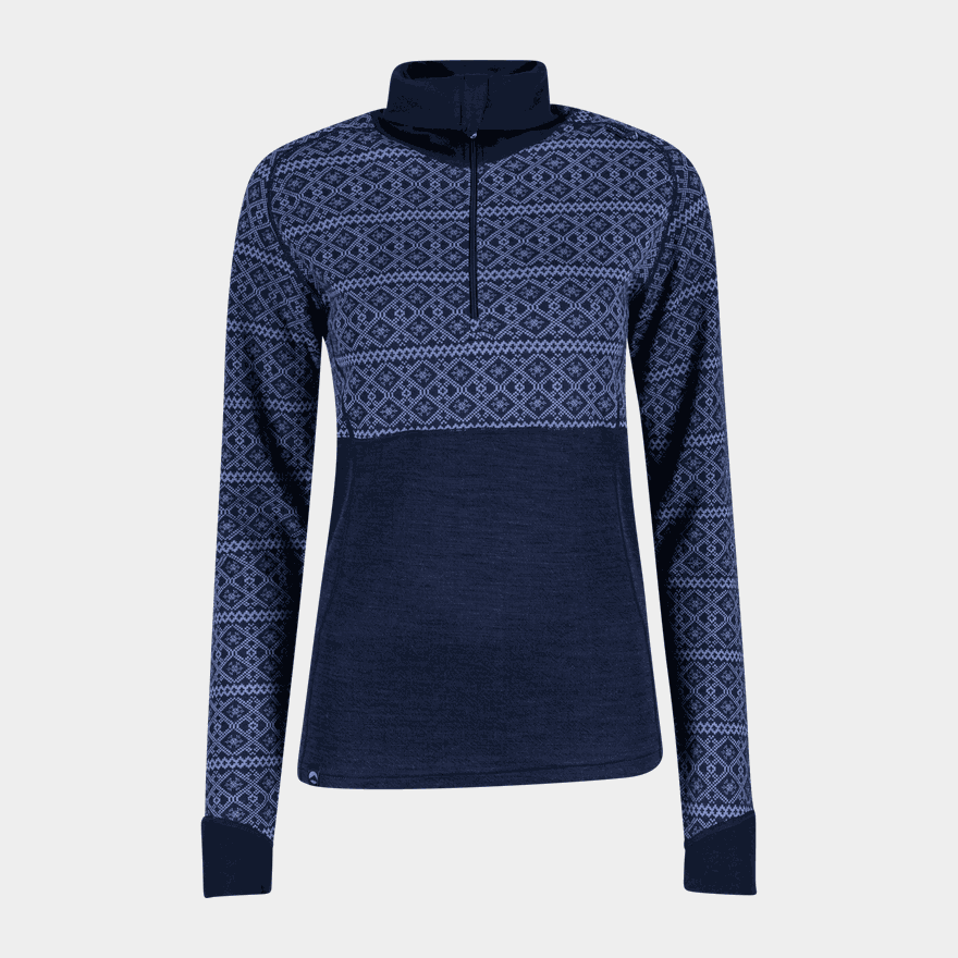 Dalen 2-layer Wool Polo Zip, ulltröja, dam - full image 1