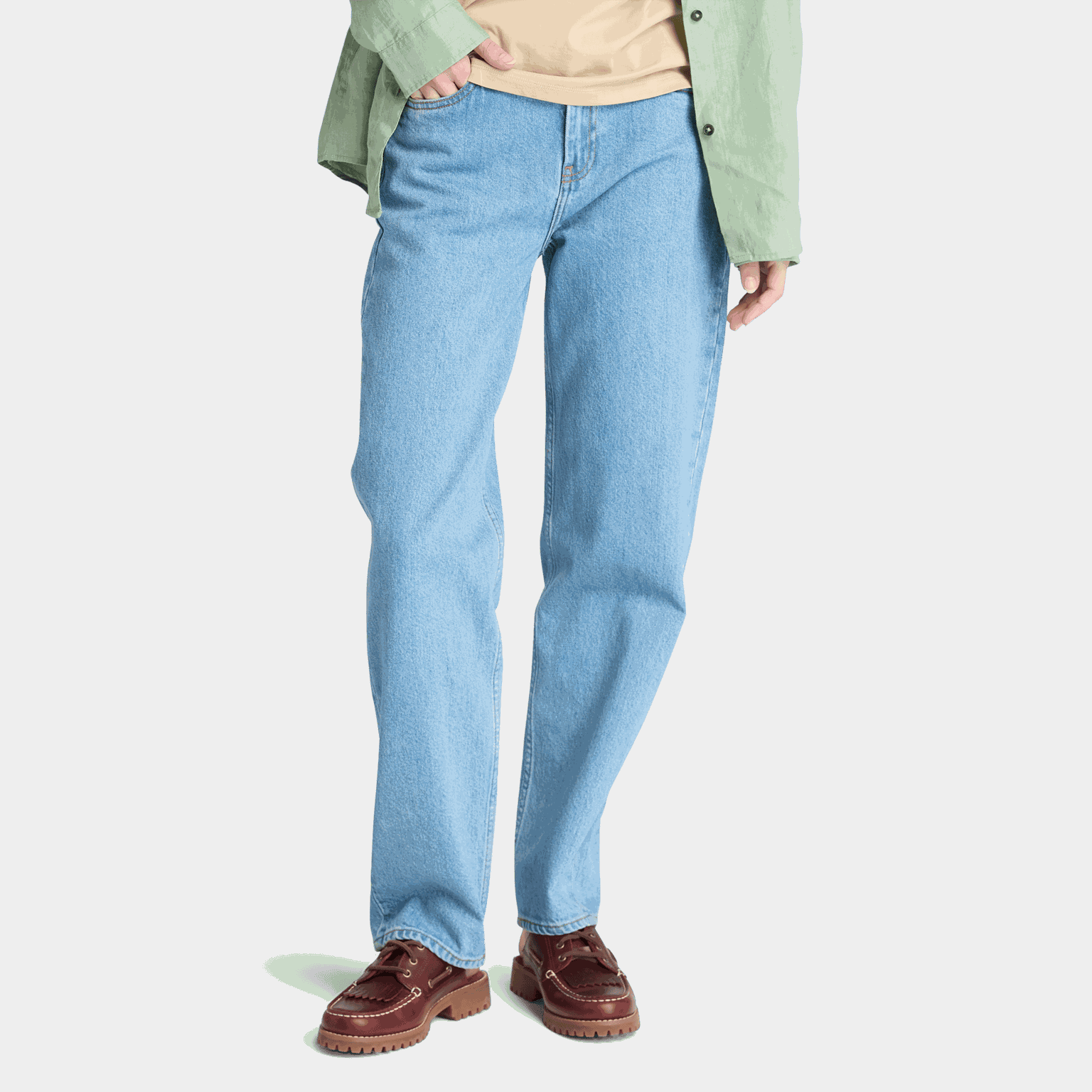 Denim Straight Pants, byxor, dam - full image 1