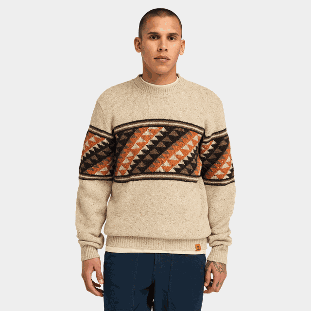 Farisle Crew Neck Sweat, ulltröja, herr - Hoodtröjor