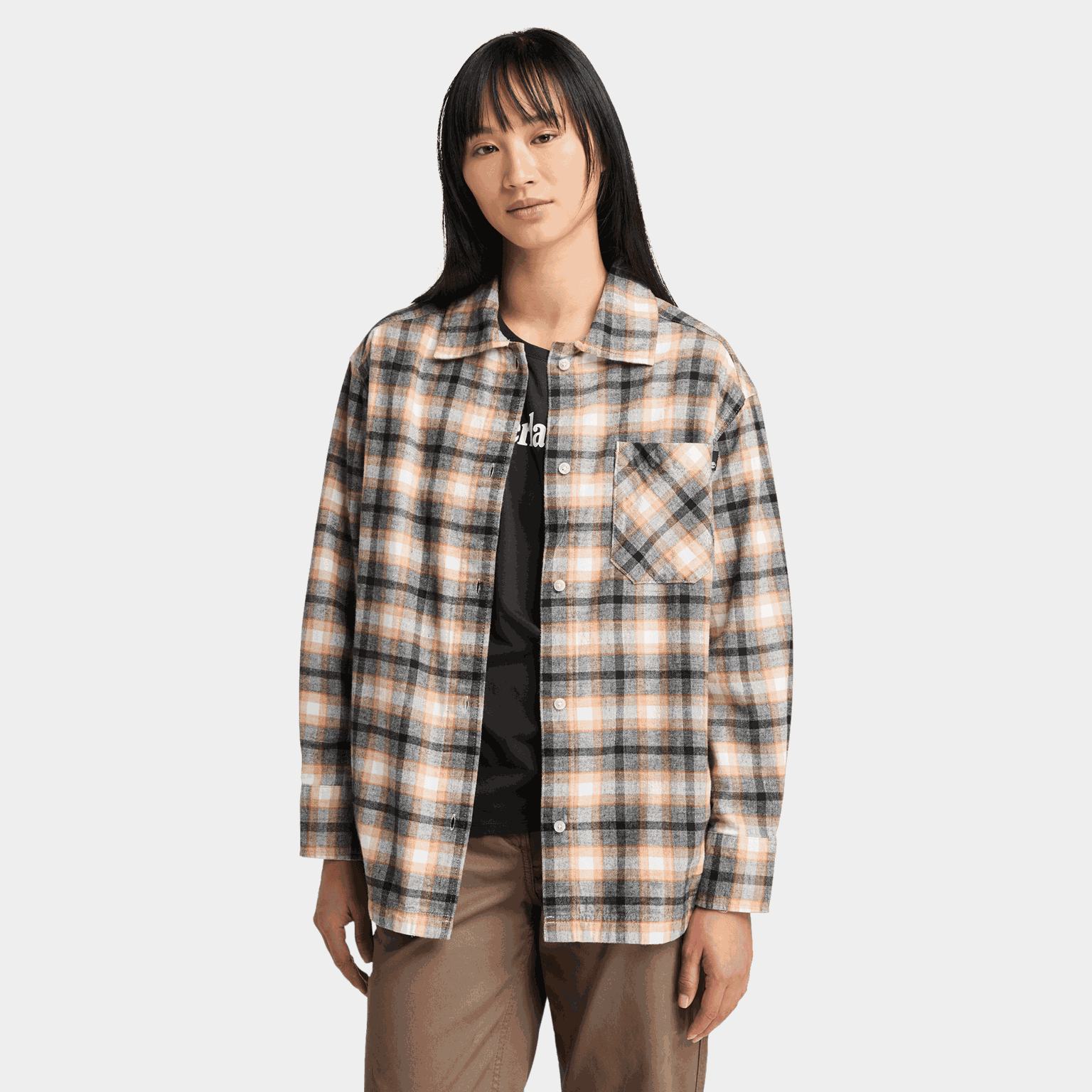 Plaid Flannel Overshirt, jacka, dam - full image 2