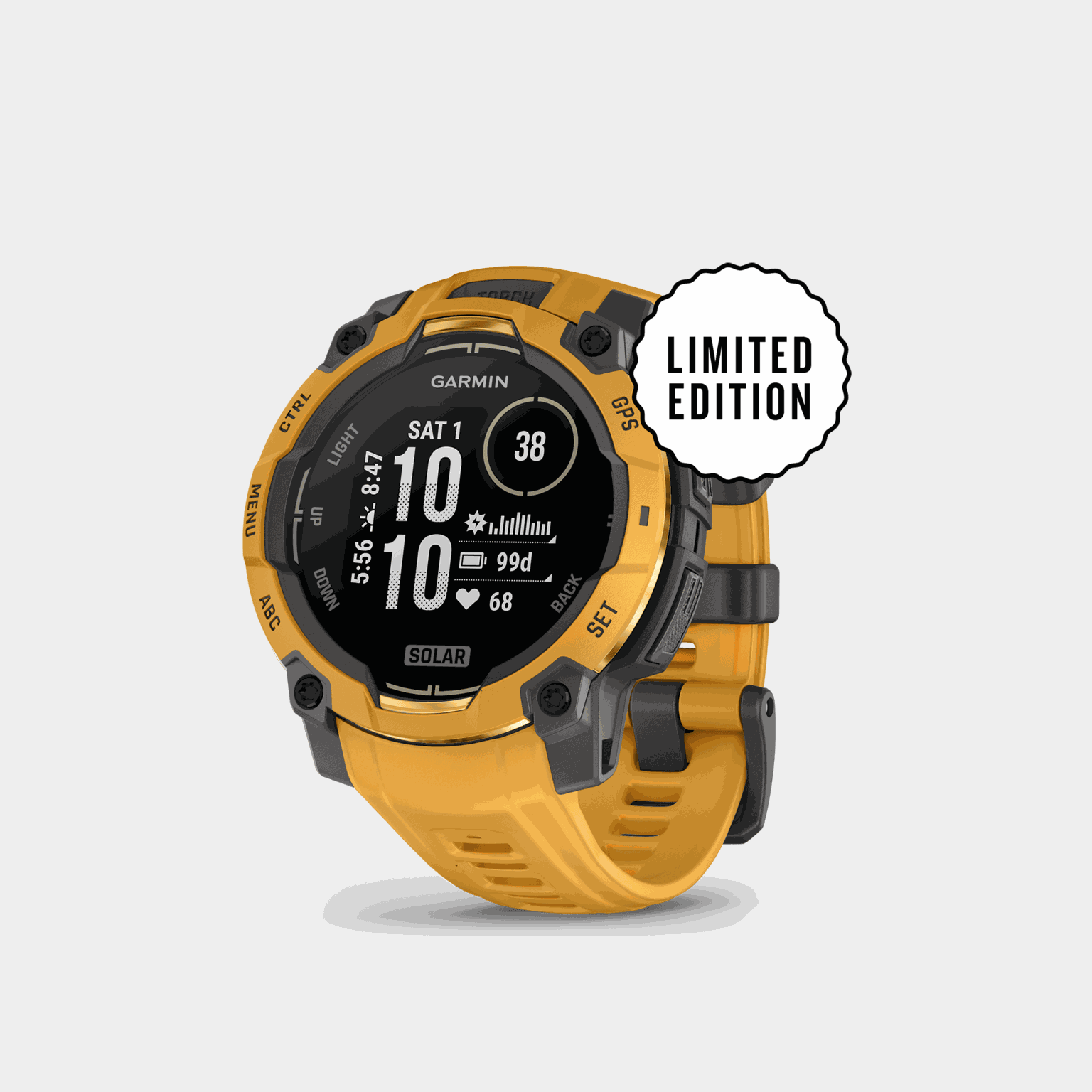 Instinct 3, 45mm, Solar, Sunburst with Gray Accents, multisportklocka, smartklocka - full image 1