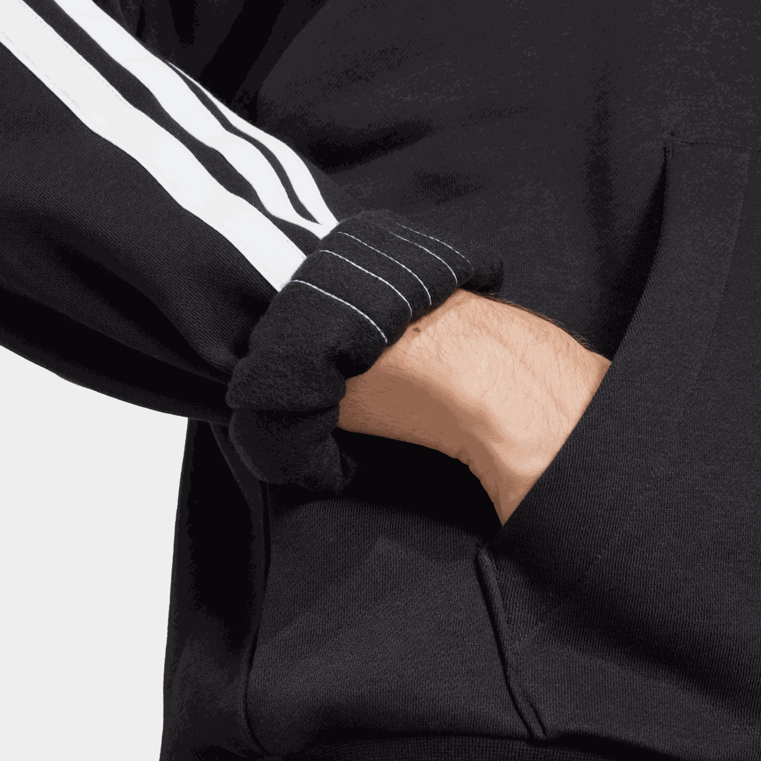 Essentials 3-Stripes Fleece Hoodie, huvtröja, herr - full image 4