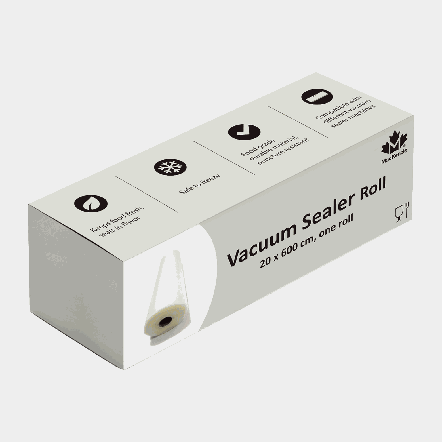 Vacuum Sealer Roll, 130my, 20x600cm, vakuumpåsar på rulle - full image 1