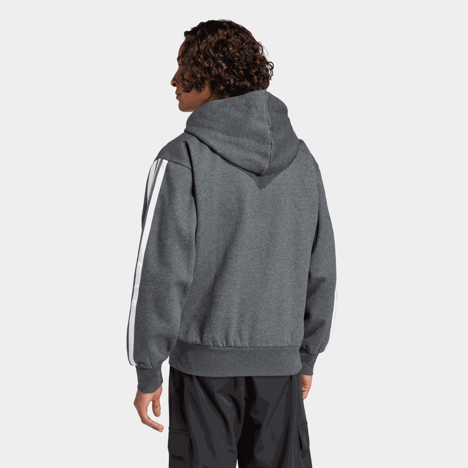 3-Stripes Fleece Full Zip Hood, huvjacka, herr - full image 3