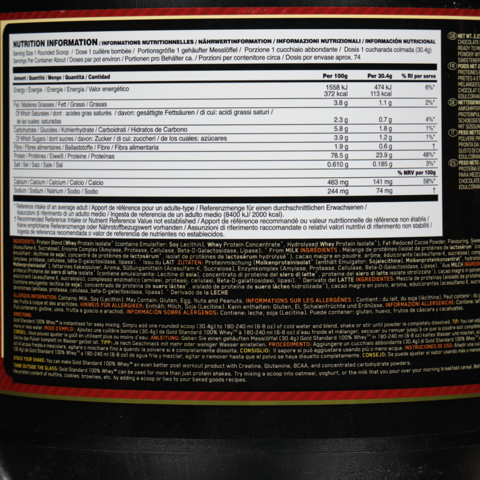 100 % Vassle Gold Standard 2270 g, proteinpulver - full image 2