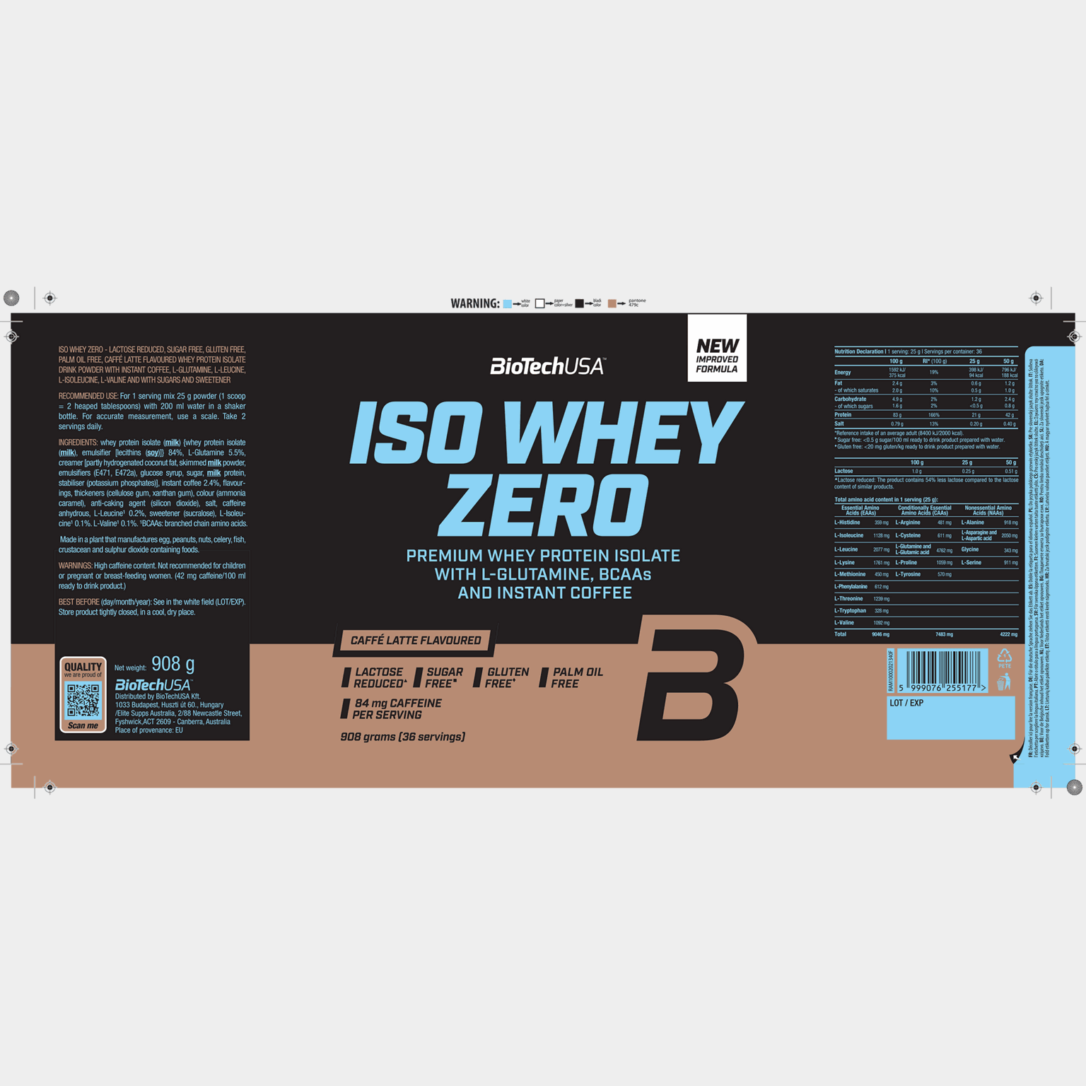 Iso Whey Zero 908g Caffé latte, proteinpulver - full image 2