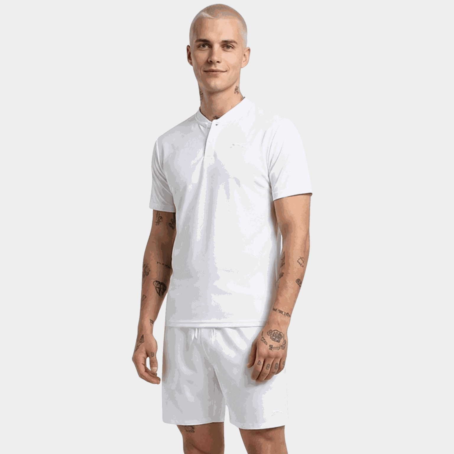 Collarless Polo Shirt Mens, pikétröja, herr - full image 1