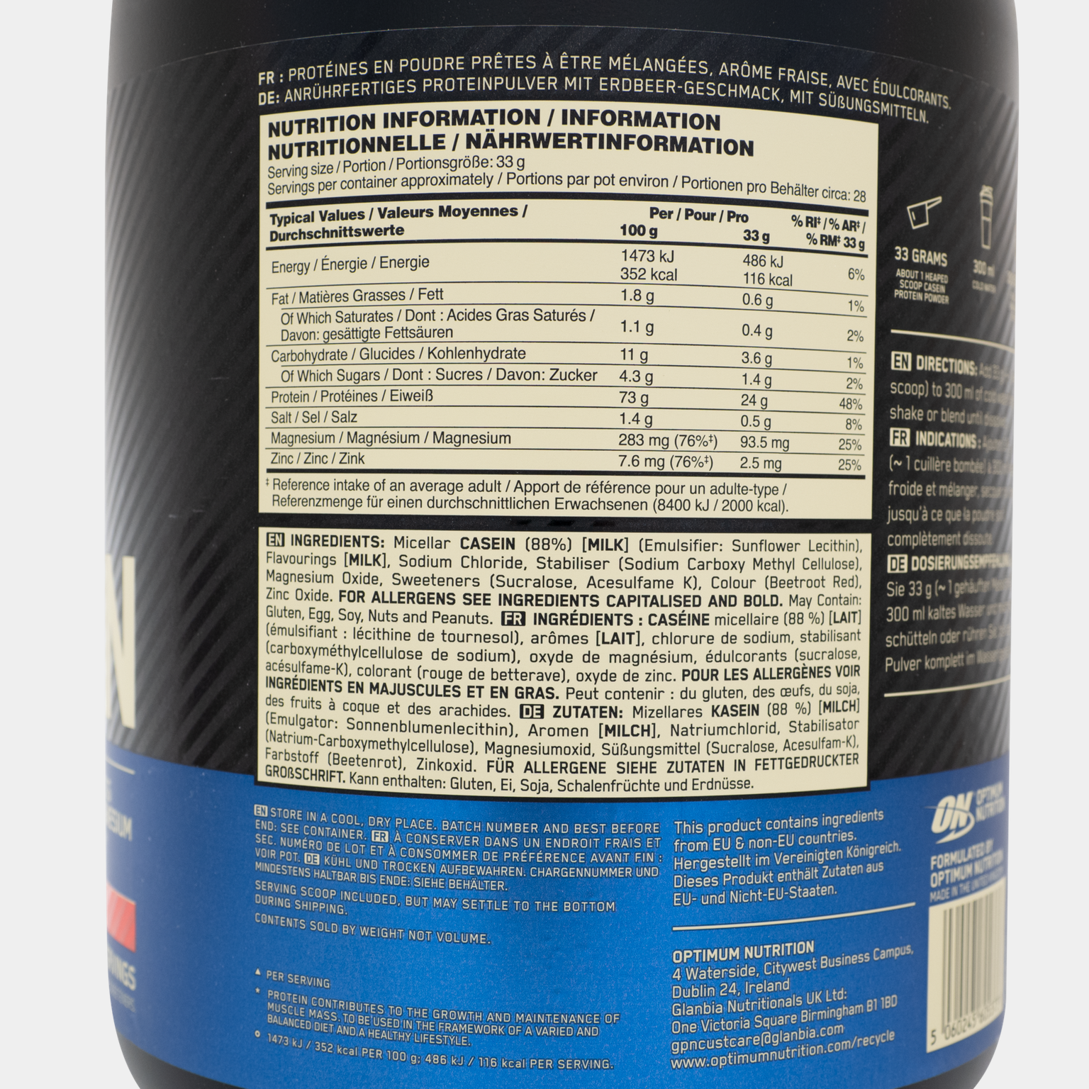 100 % Casein Gold Standard 908 g, proteinpulver - full image 2