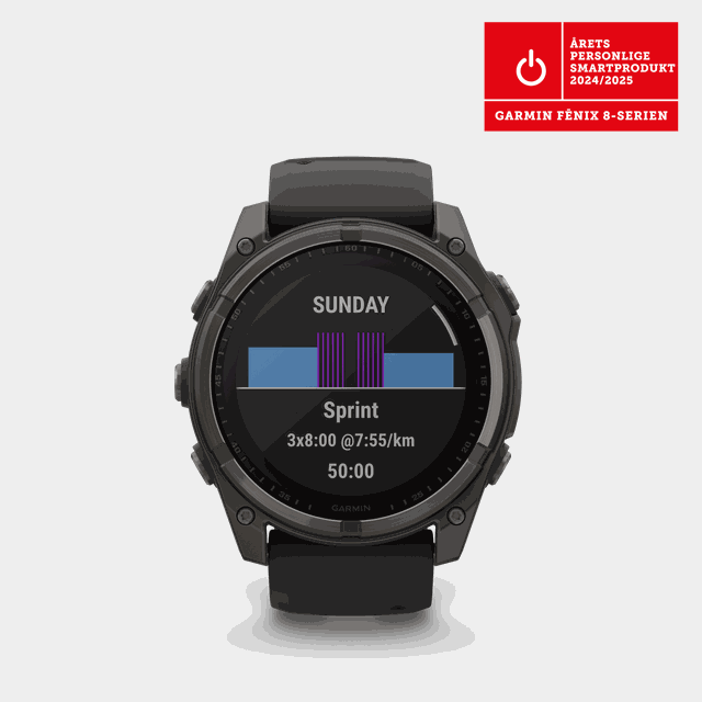 fenix 8 – mm, Solar, Sapphire, Carbon Gray DLC Ti, smartklocka - Pulsklocka