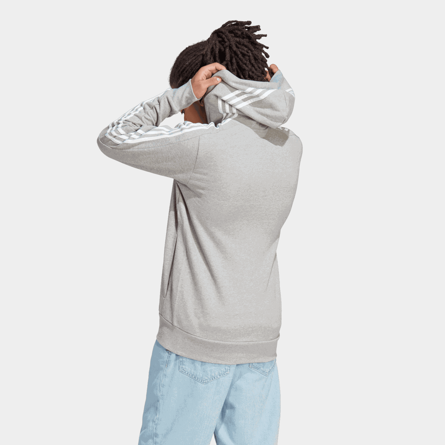 French Terry 3-Stripes Full-Zip Hoodie, huvjacka, herr - full image 2