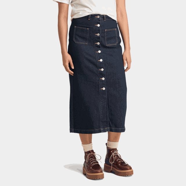 Refibra Denim Long Skir, kjol, dam - Fritidsshorts