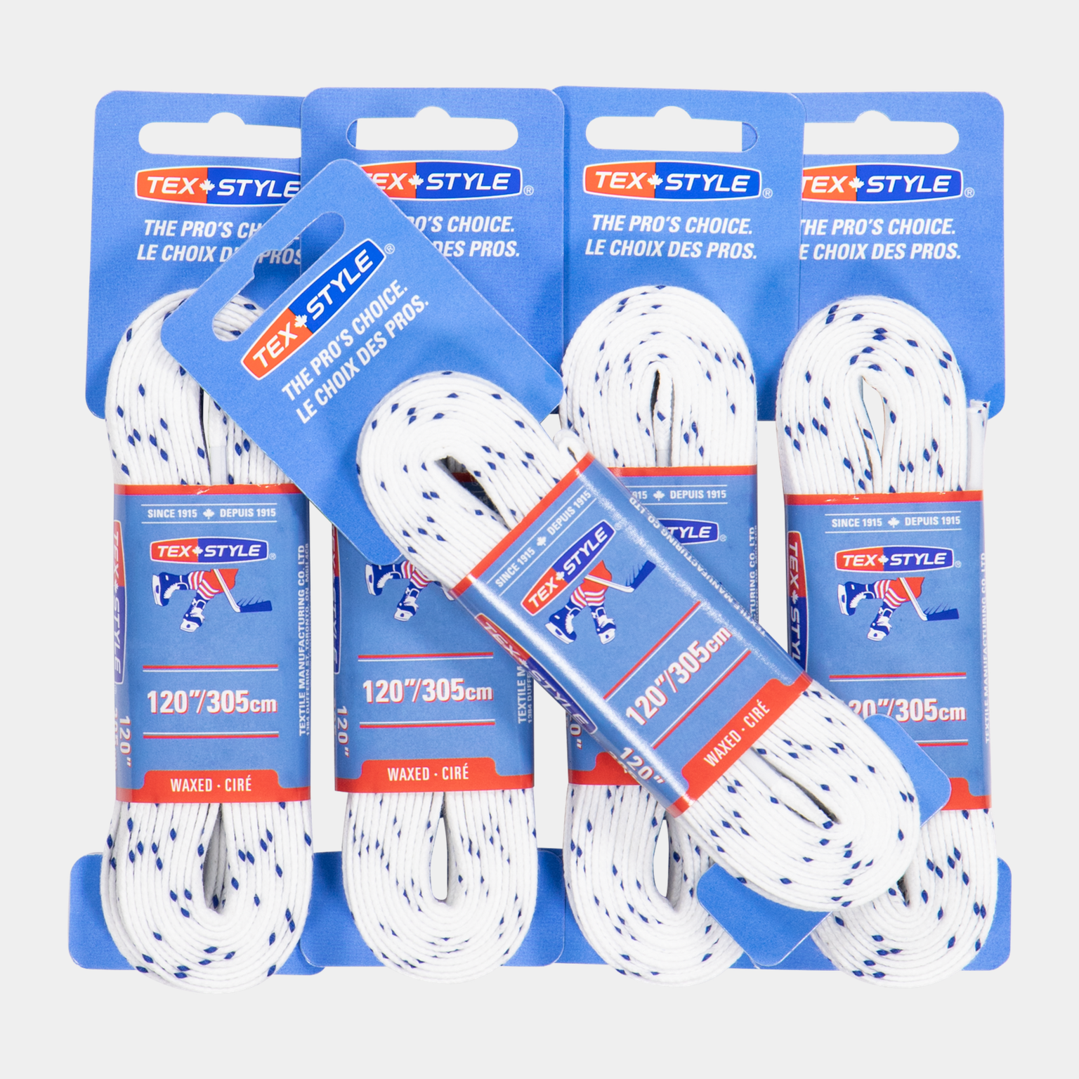 Waxed Laces 304 cm white 36 pack 24/25, vaxade hockeyskosnören - full image 1