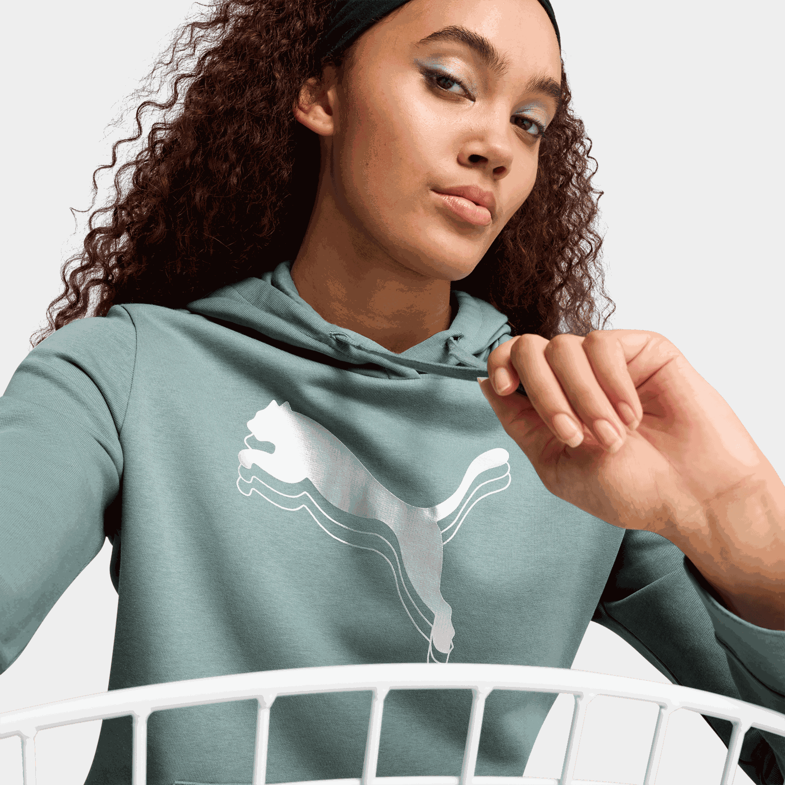 ESS Metallic Hoodie huvtröja, dam - full image 3