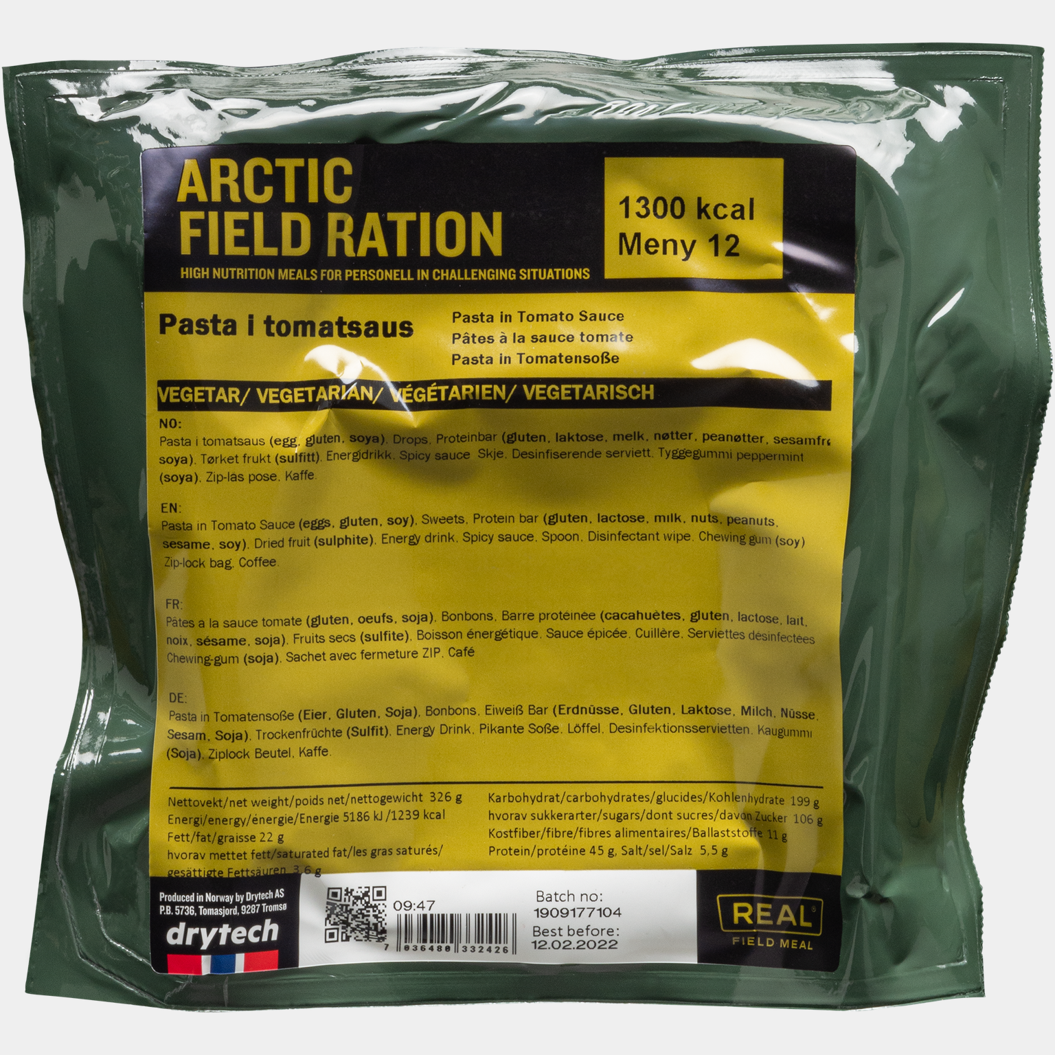 Field Ration Pasta tomato sauce, vandringsmat - Frystorkad Mat - Field ...