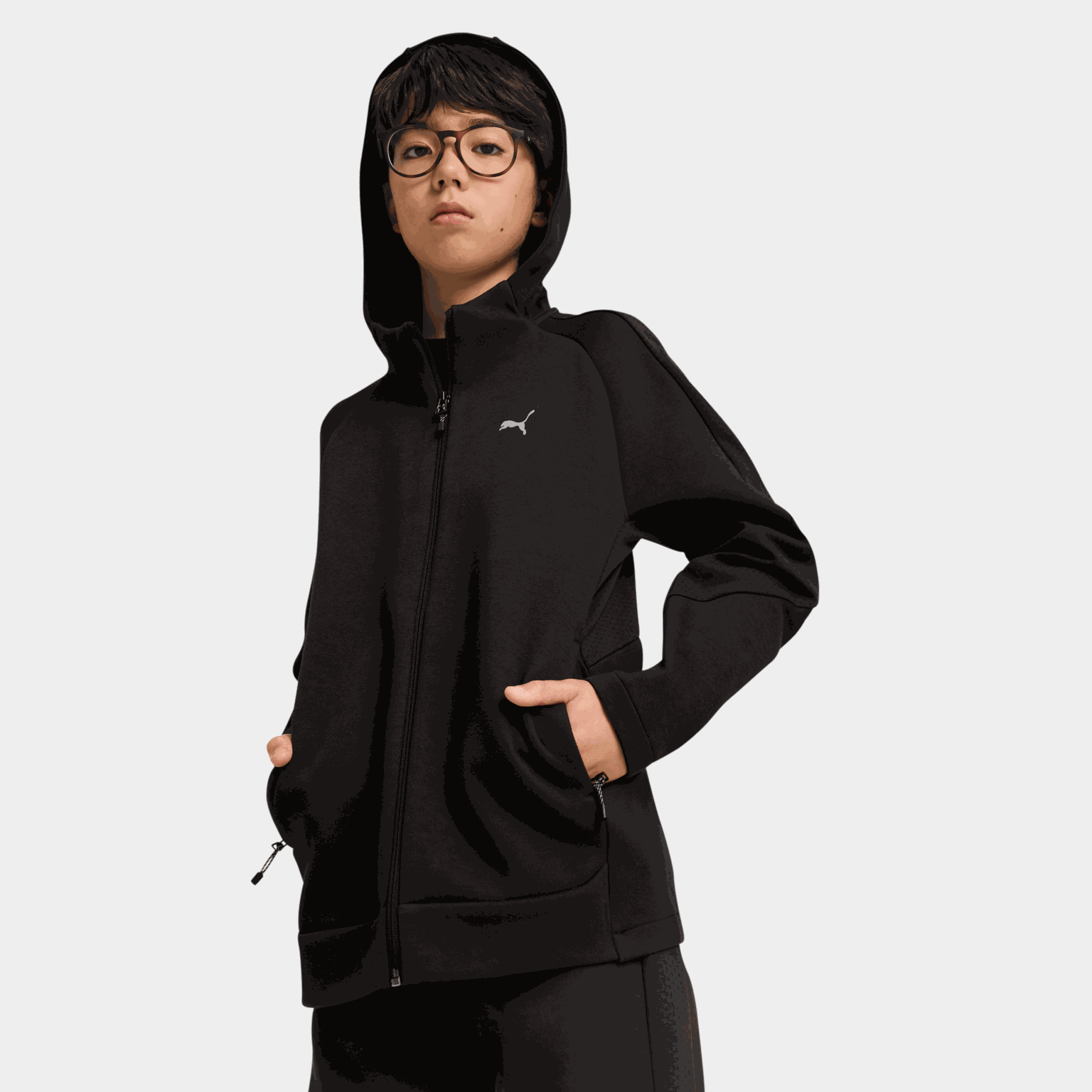 EVOSTRIPE Full-Zip Hoodie DK B, huvjacka, junior - full image 1