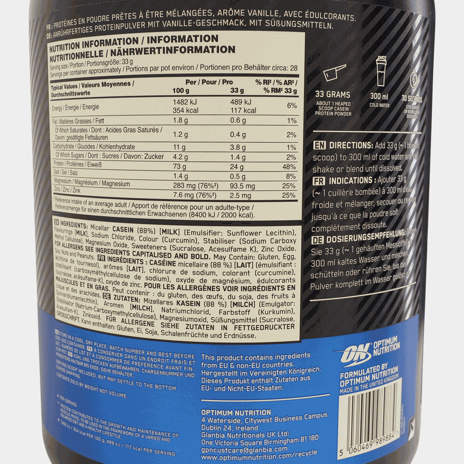 ON 100% Gold Standard Casein Creamy Vanilla, proteinpulver - full image 4