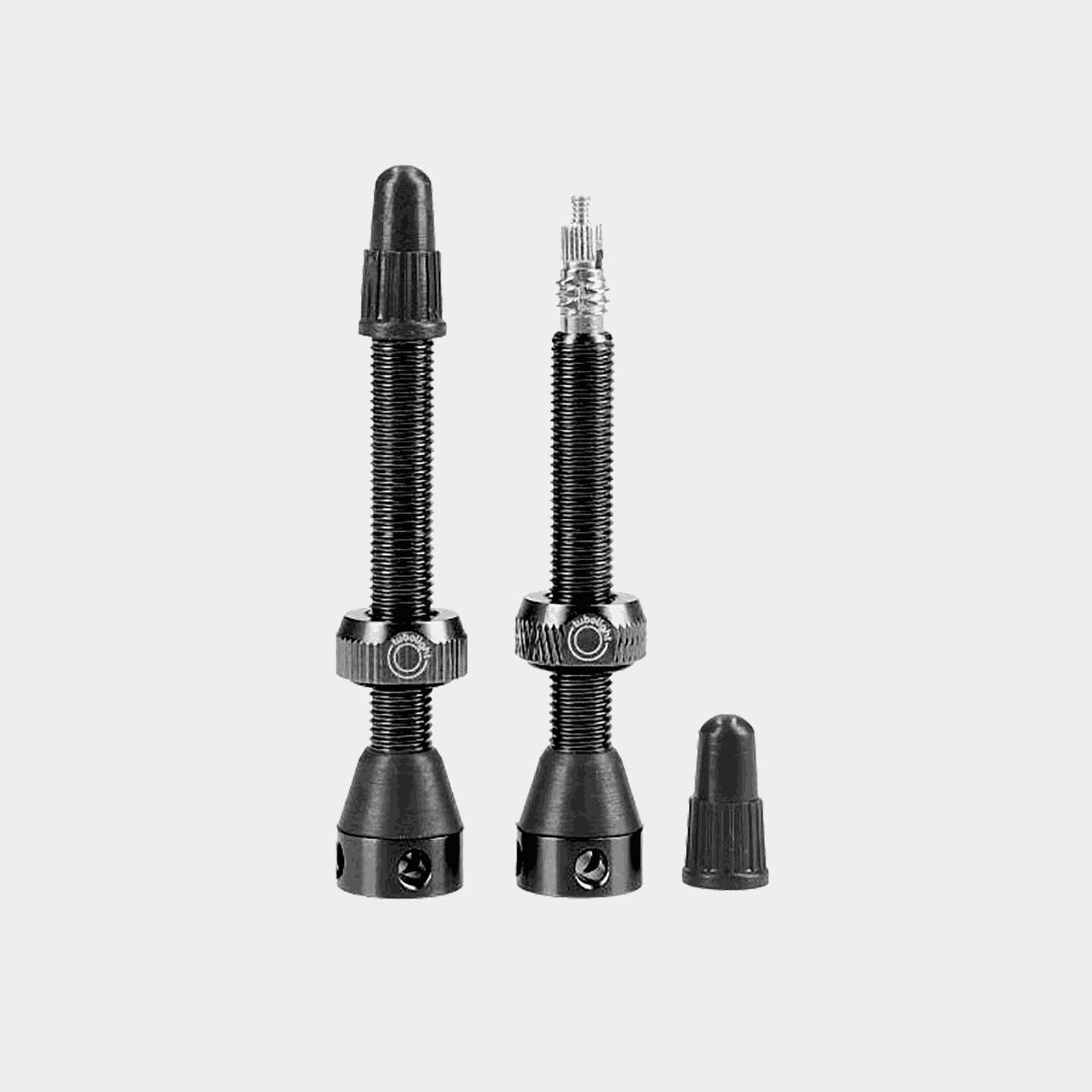 Slanglös ventil 70mm PAIR Black, Presta, alu, ventil - full image 1