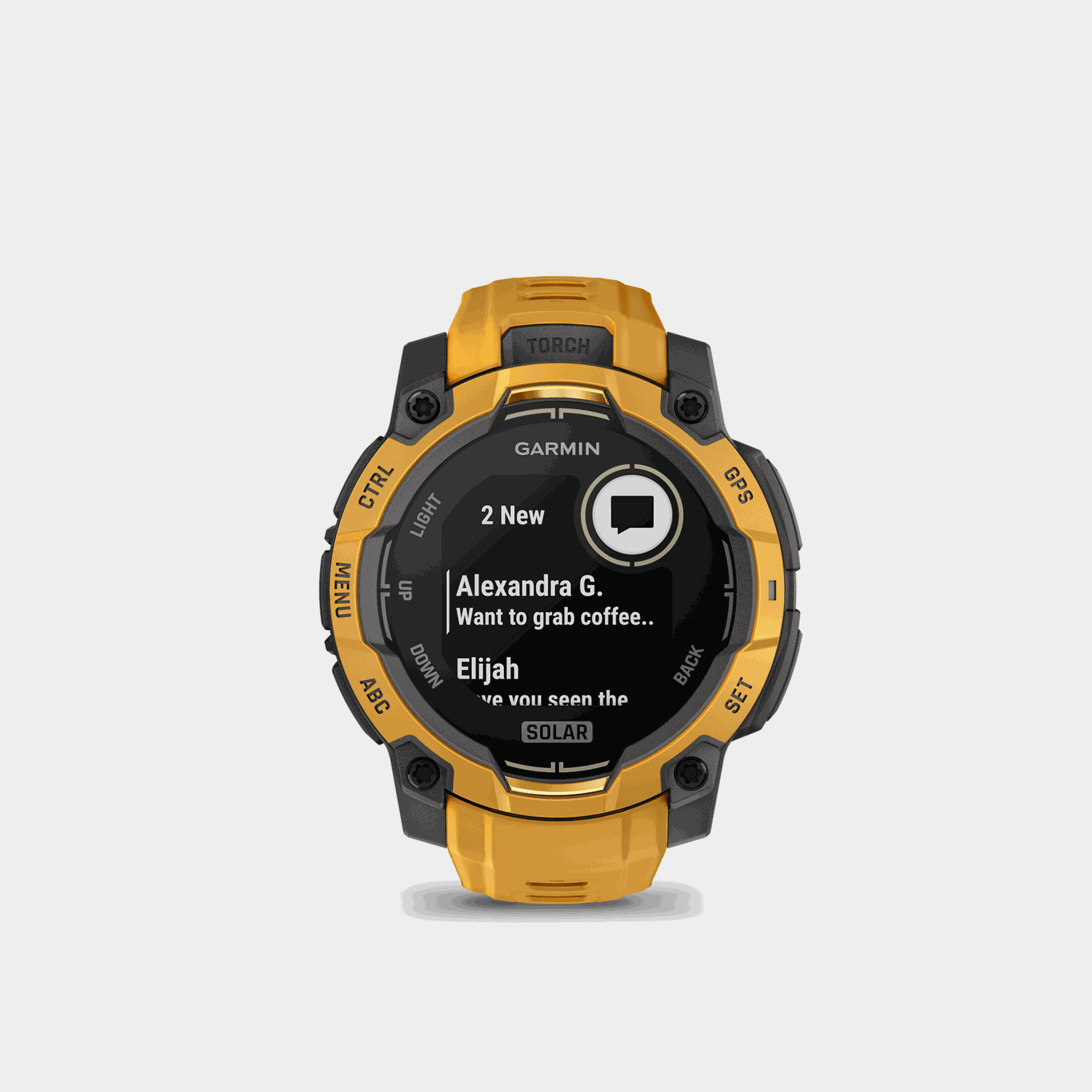 Instinct 3, 45mm, Solar, Sunburst with Gray Accents, multisportklocka, smartklocka - full image 2