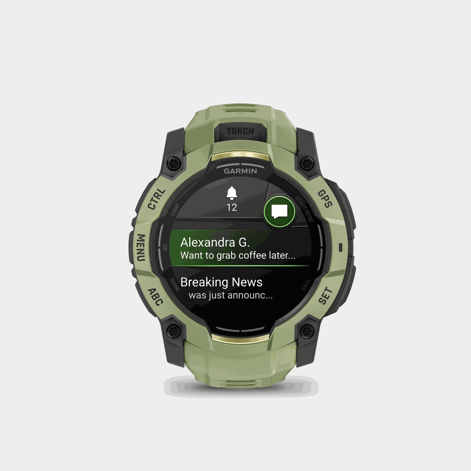 Instinct 3, 50mm, AMOLED, Fern Green with Gray Accents, multisportklocka, smartklocka - full image 2