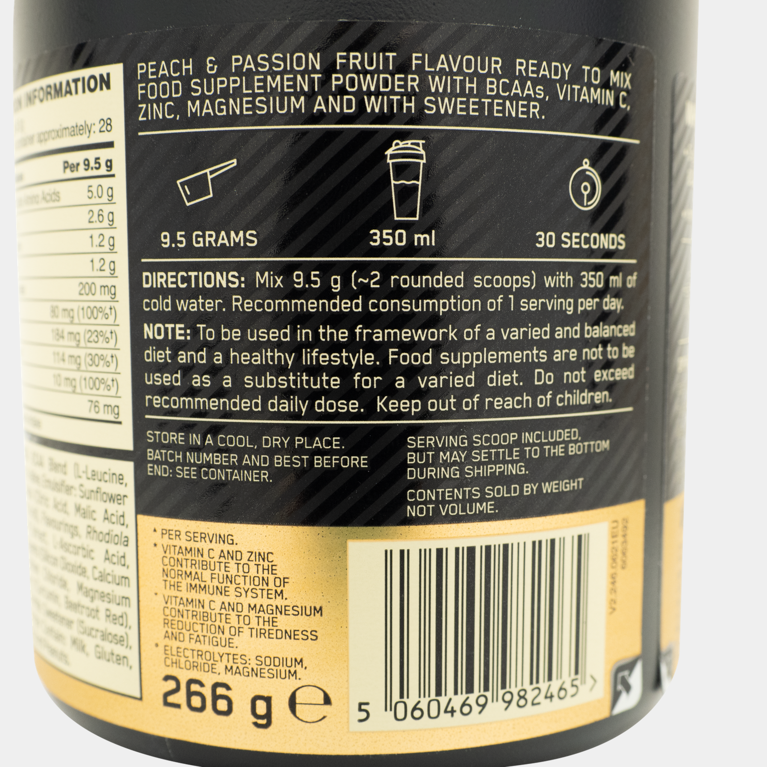 Gold Standard BCAA 266 g, kosttillskott - full image 2