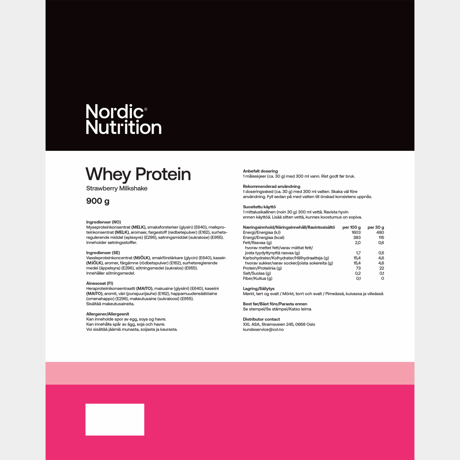 Whey Protein - Strawberry 900 g, proteinpulver - full image 3