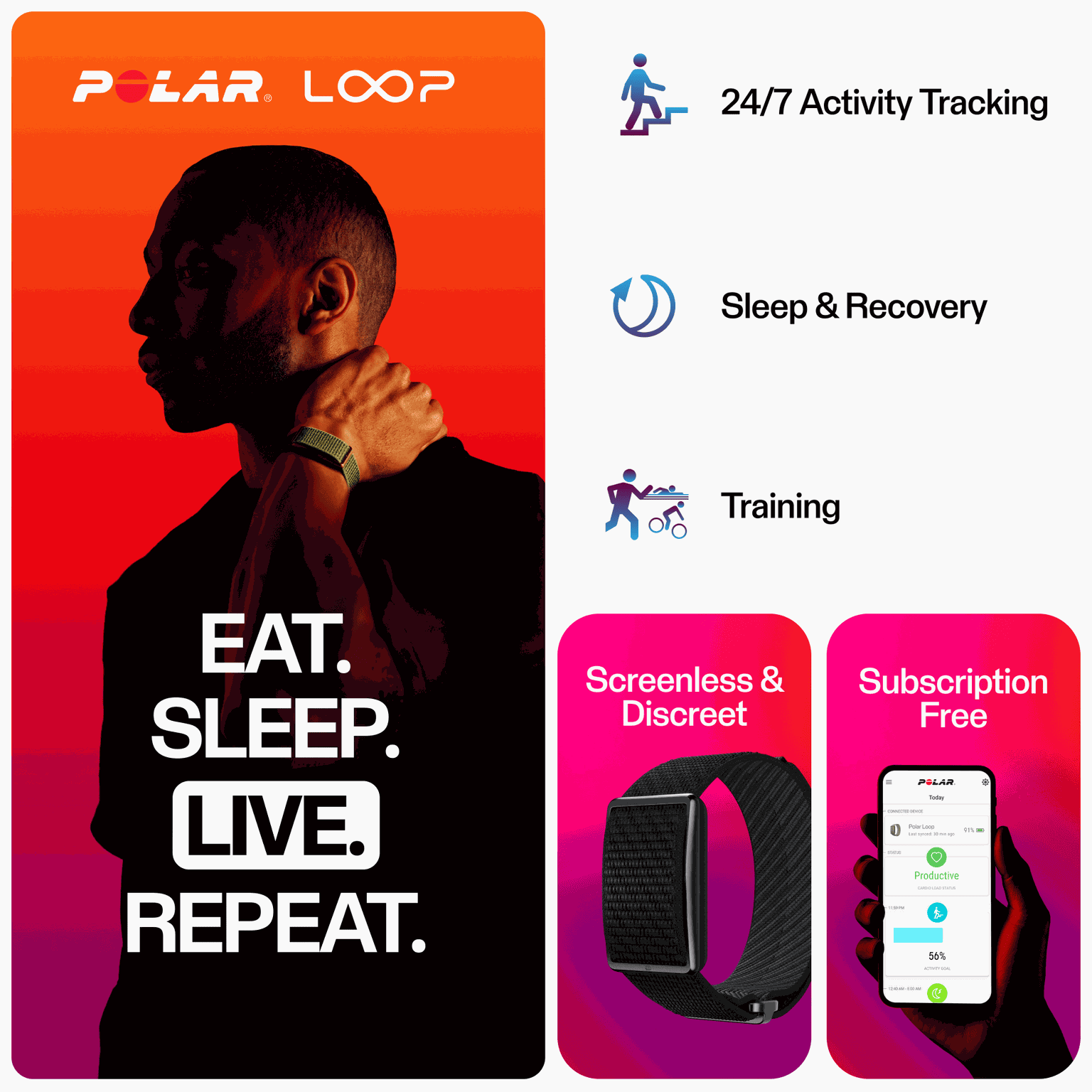LOOP GLD/SAND S-L, Loop Activity Tracker S-L, aktivitetsmätare, hälsoarmband, unisex - full image 2