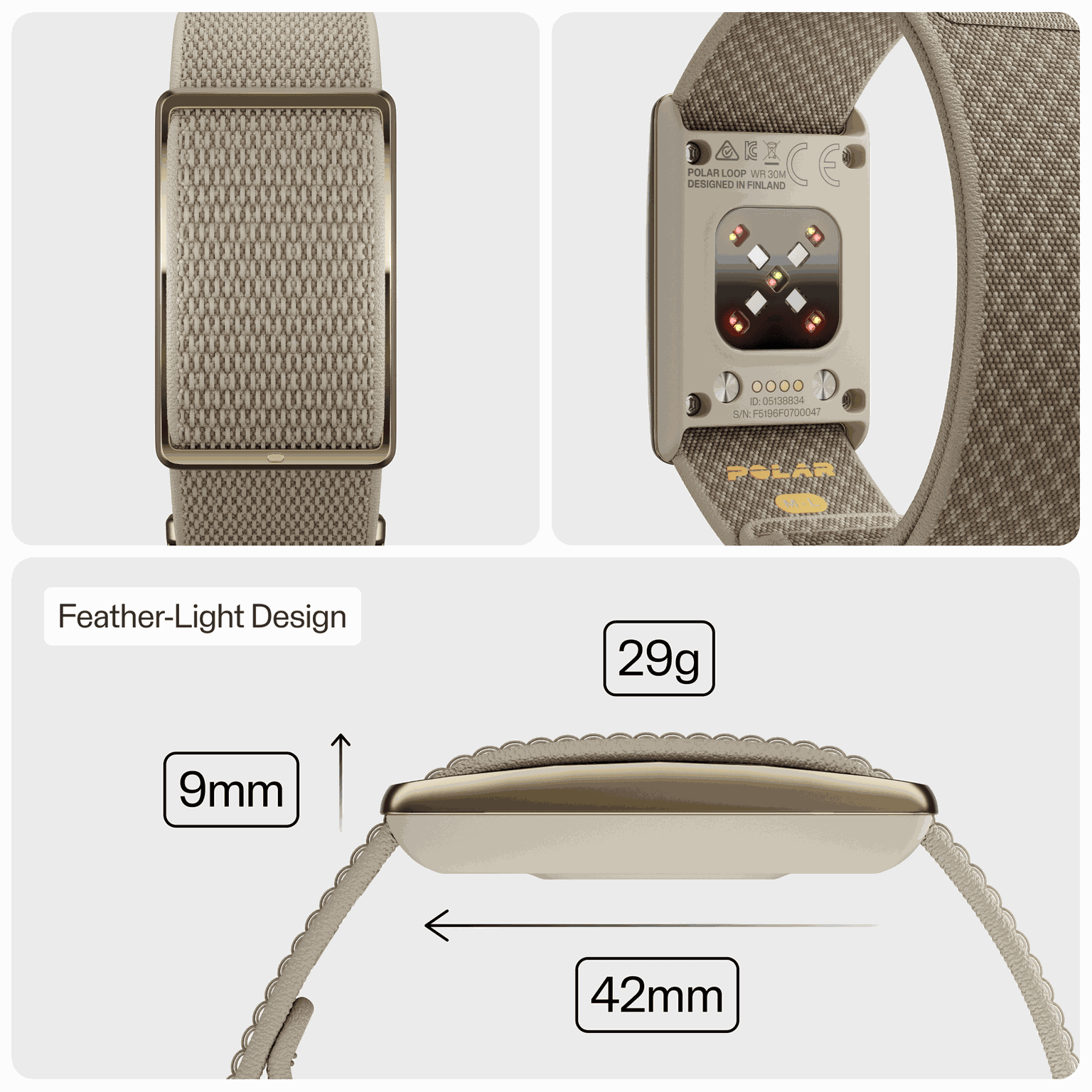 LOOP GLD/SAND S-L, Loop Activity Tracker S-L, aktivitetsmätare, hälsoarmband, unisex - full image 3
