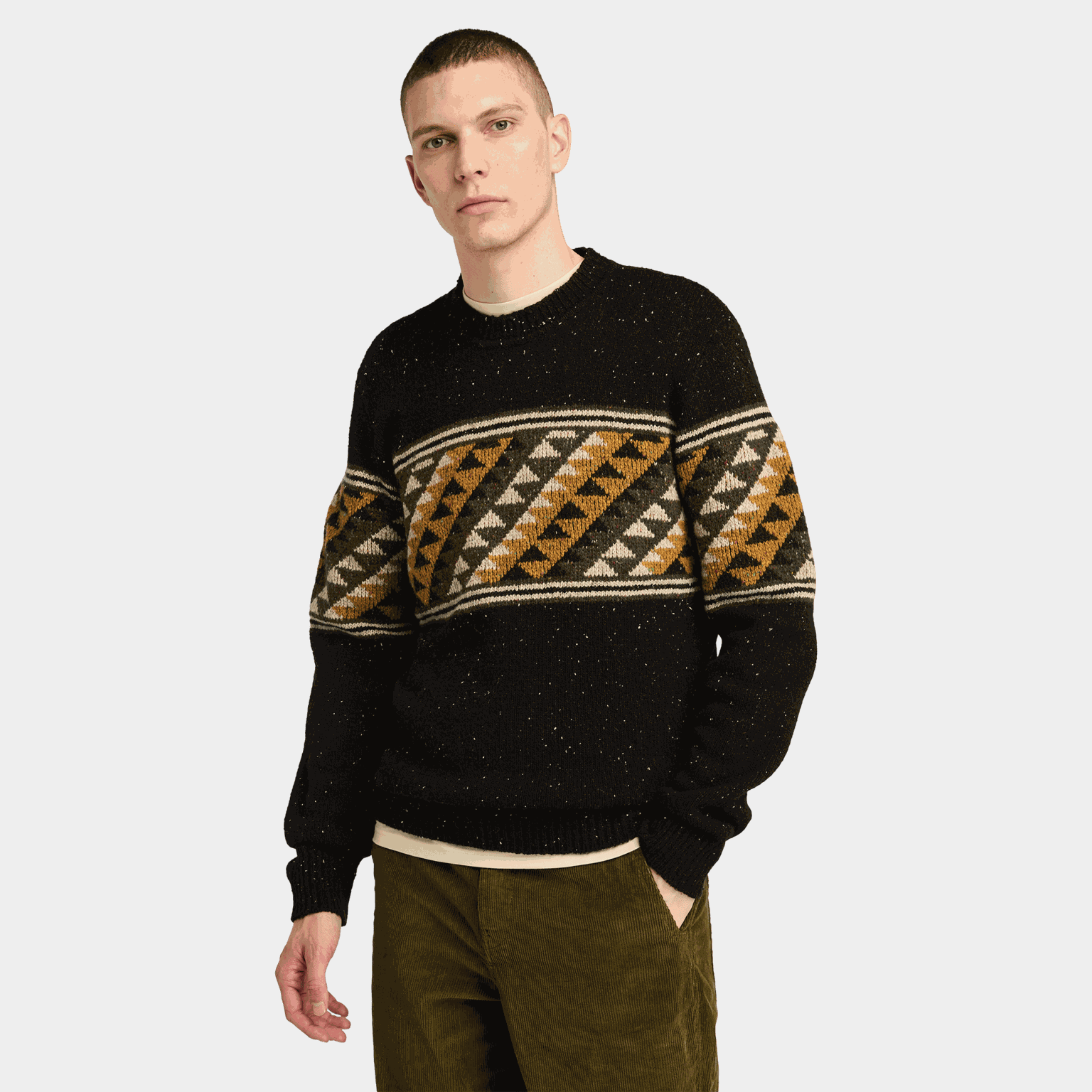 Farisle Crew Neck Sweat, ulltröja, herr - full image 1