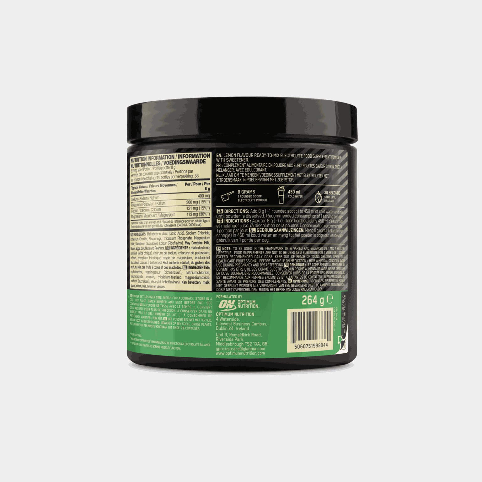 Electrolyte Powder 264g Lemon, elektrolytpulver - full image 2