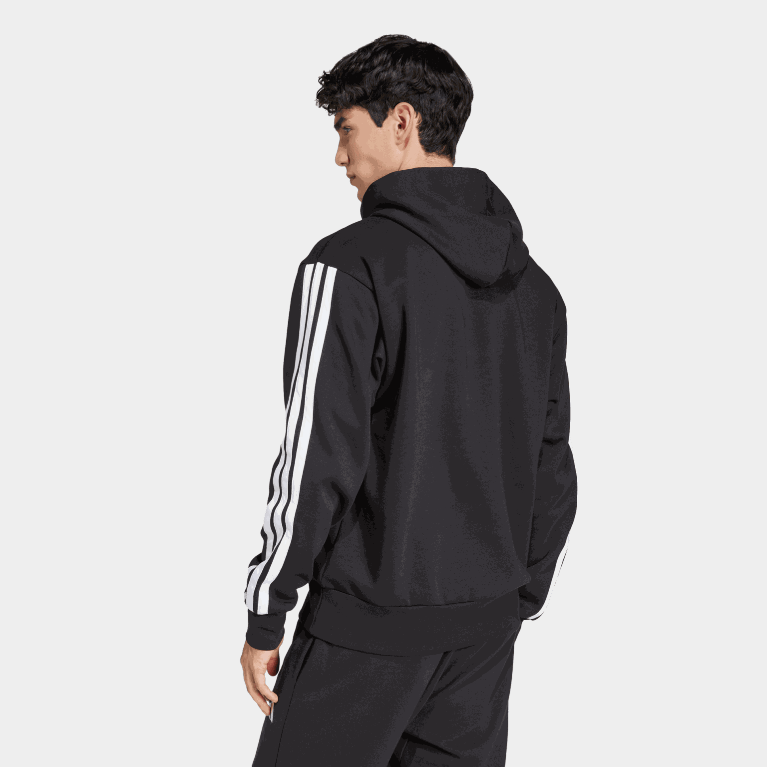 Essentials 3-Stripes Fleece Hoodie, huvtröja, herr - full image 2