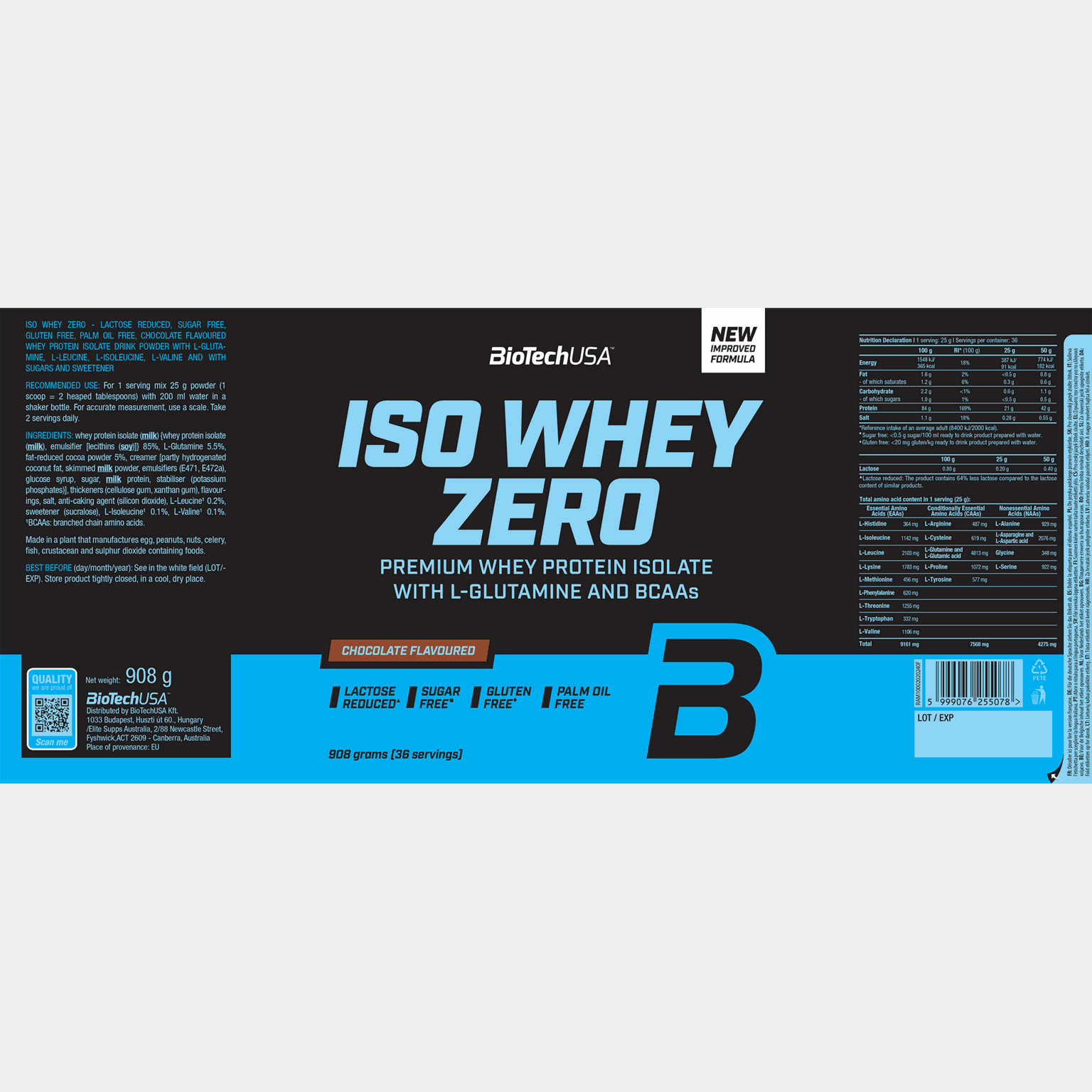 Iso Whey Zero 908g Chocolate, proteinpulver - full image 2