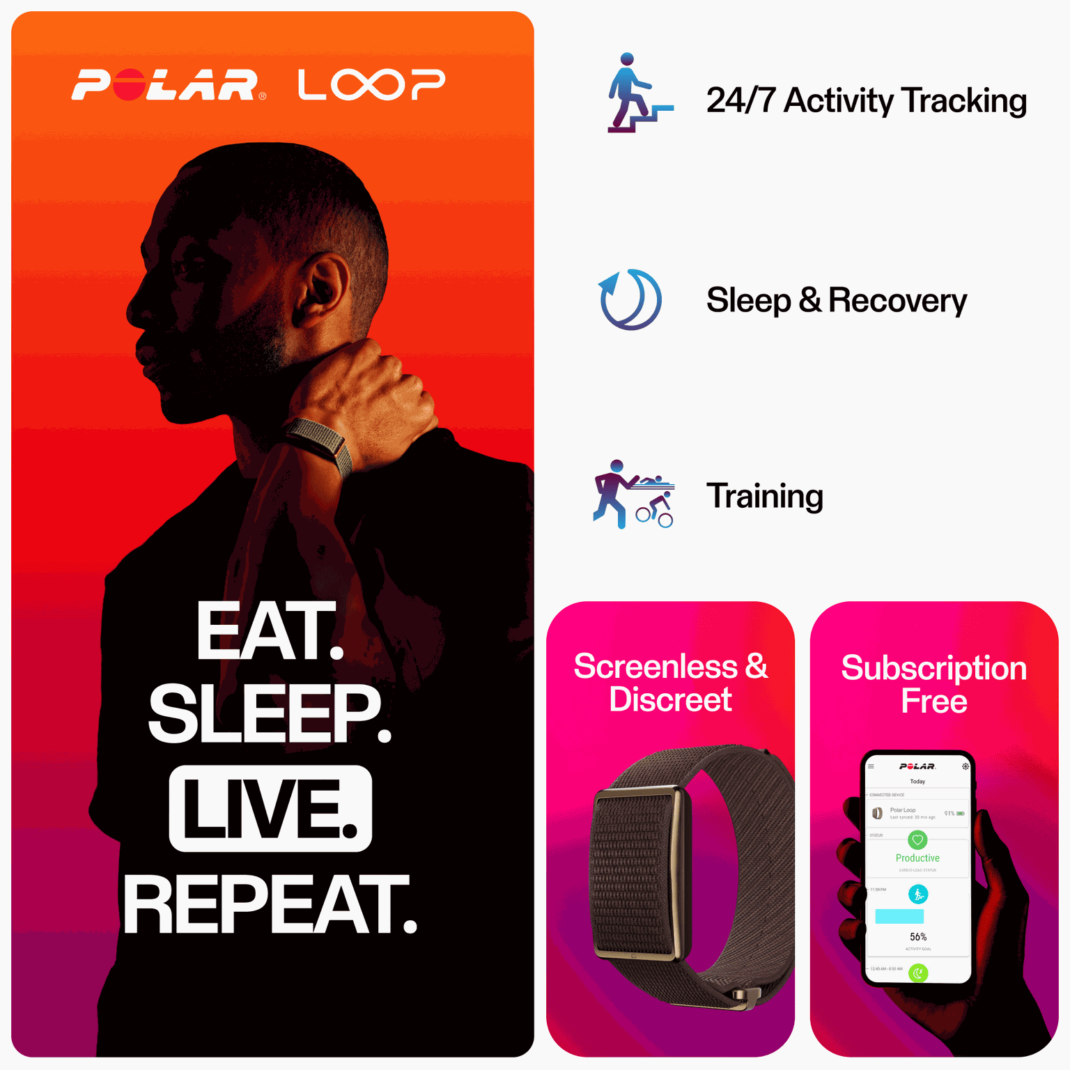 LOOP GLD/SAND S-L, Loop Activity Tracker S-L, aktivitetsmätare, hälsoarmband, unisex - full image 2